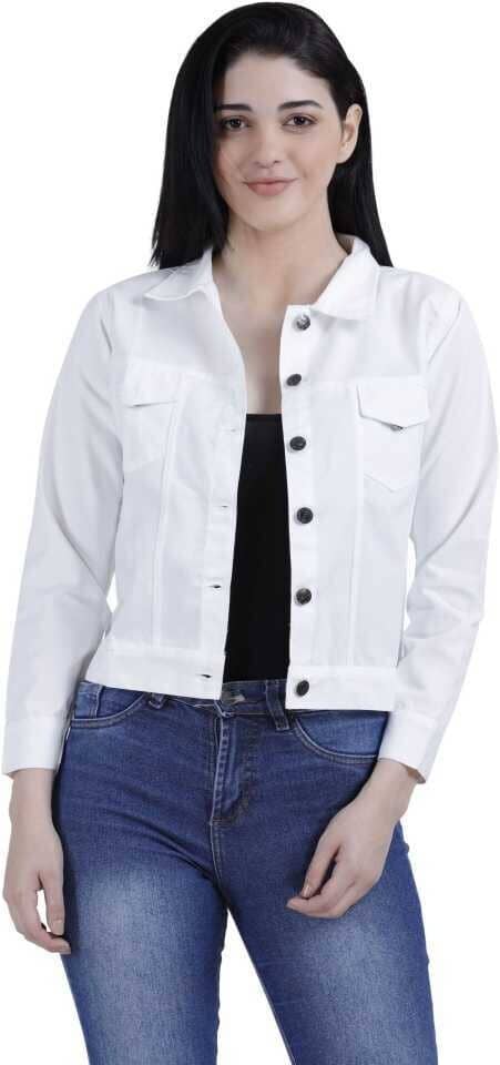 Kashian Women Denim Jacket ( White ) - Jackets & Coats | Buy online on ZillyBuy