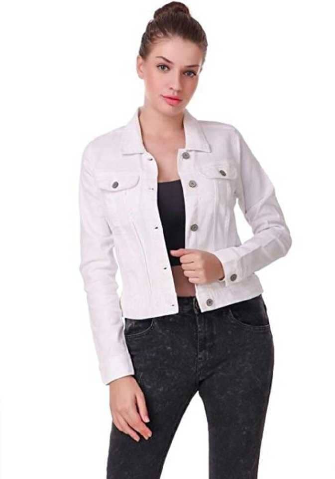 Kashian Women Denim Jacket ( White ) - Jackets & Coats | Buy online on ZillyBuy