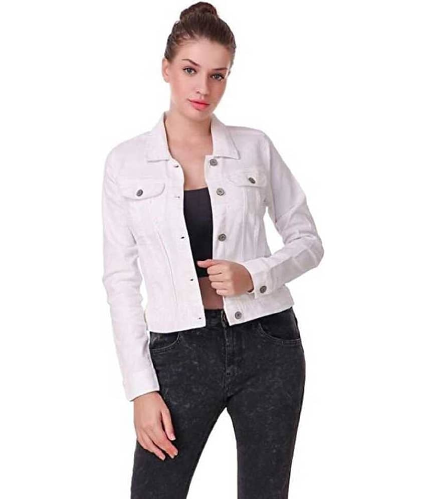 Kashian Women Denim Jacket ( White ) - Jackets & Coats | Buy online on ZillyBuy
