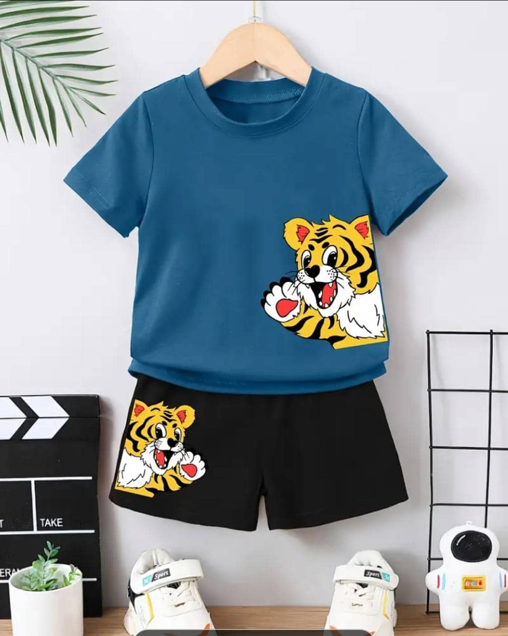 MUSNAH GARMENTS Pack of 1 Baby Boys Cotton T-Shirt & Shorts Set ( Blue )