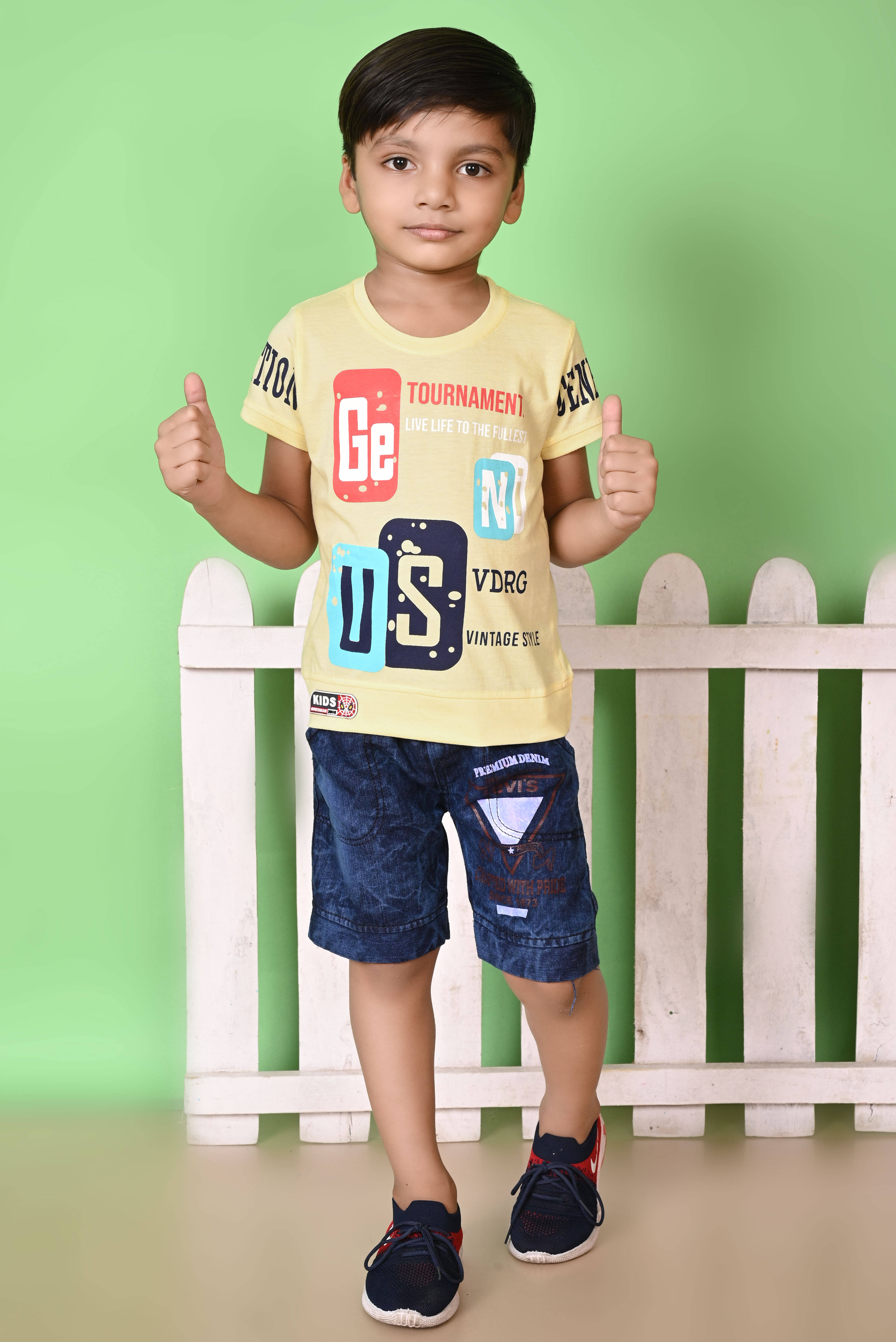 New Collection Pack of 1 Boys Cotton Blend T-Shirt & Shorts Set ( Yellow ) New Collection Pack of 1 Boys Cotton Blend T-Shirt & Shorts Set ( Yellow )