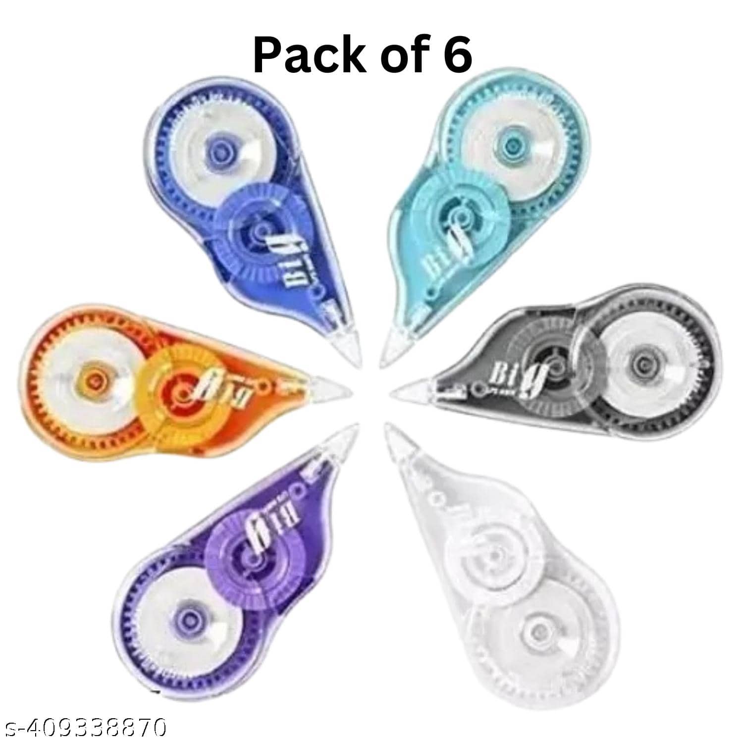 Posshe Multicolor Single Sided Correction Tape ( Pack of 6 )