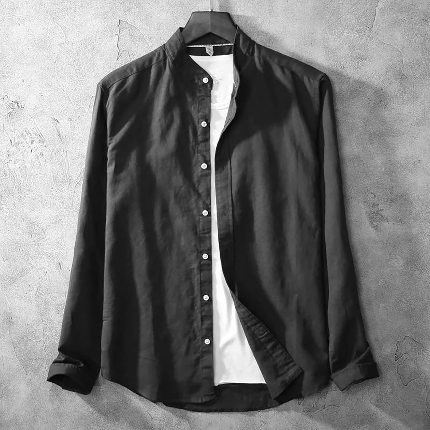 Qlonz store Cotton Blend Regular Fit Solids Full Sleeves Men's Casual Shirt - Black ( Pack of 1 ) Qlonz store Cotton Blend Regular Fit Solids Full Sleeves Men's Casual Shirt - Black ( Pack of 1 )
