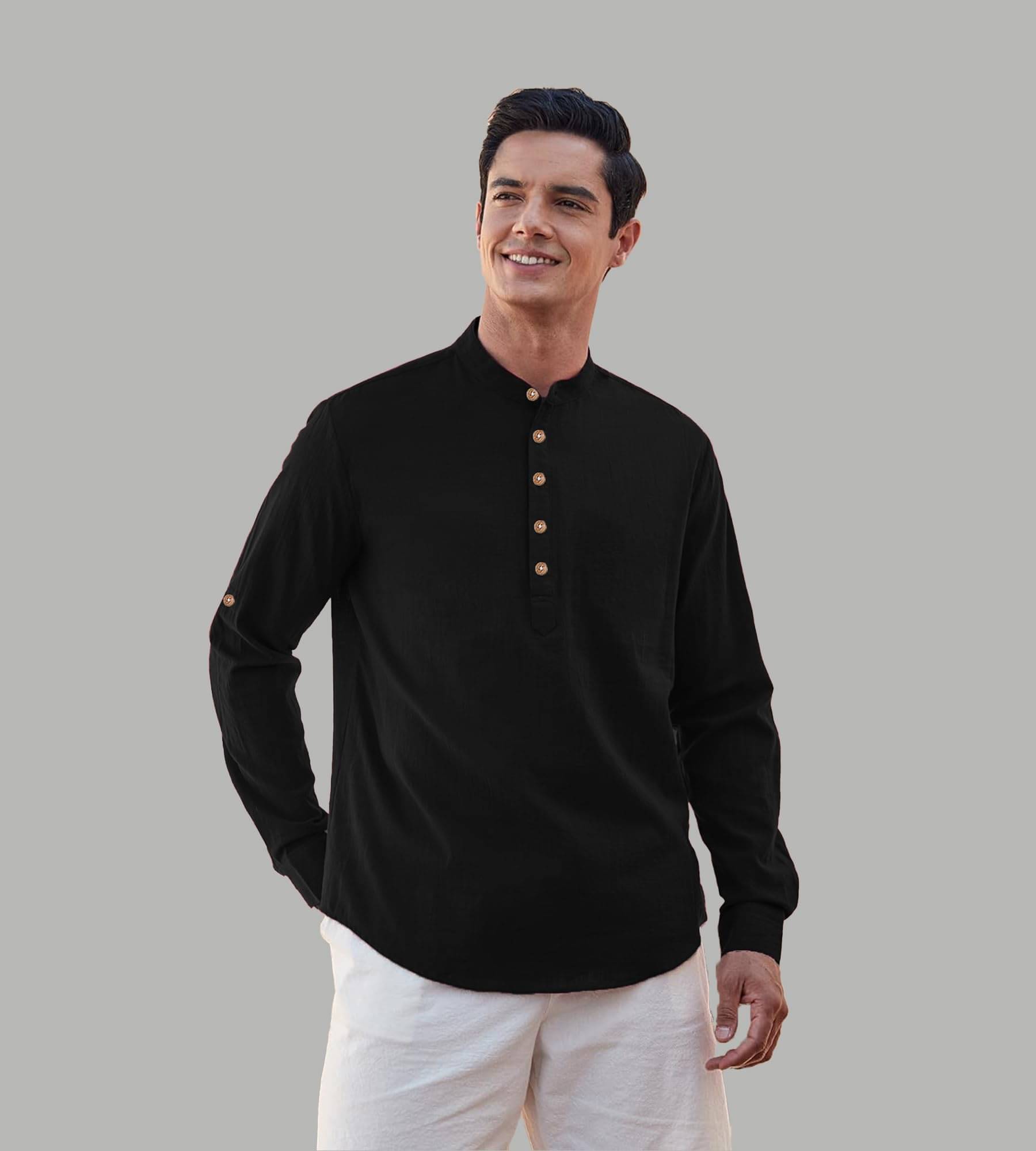 TrendiVastra Black Cotton Blend Men's Shirt Style Kurta ( Pack of 1 ) TrendiVastra Black Cotton Blend Men's Shirt Style Kurta ( Pack of 1 )