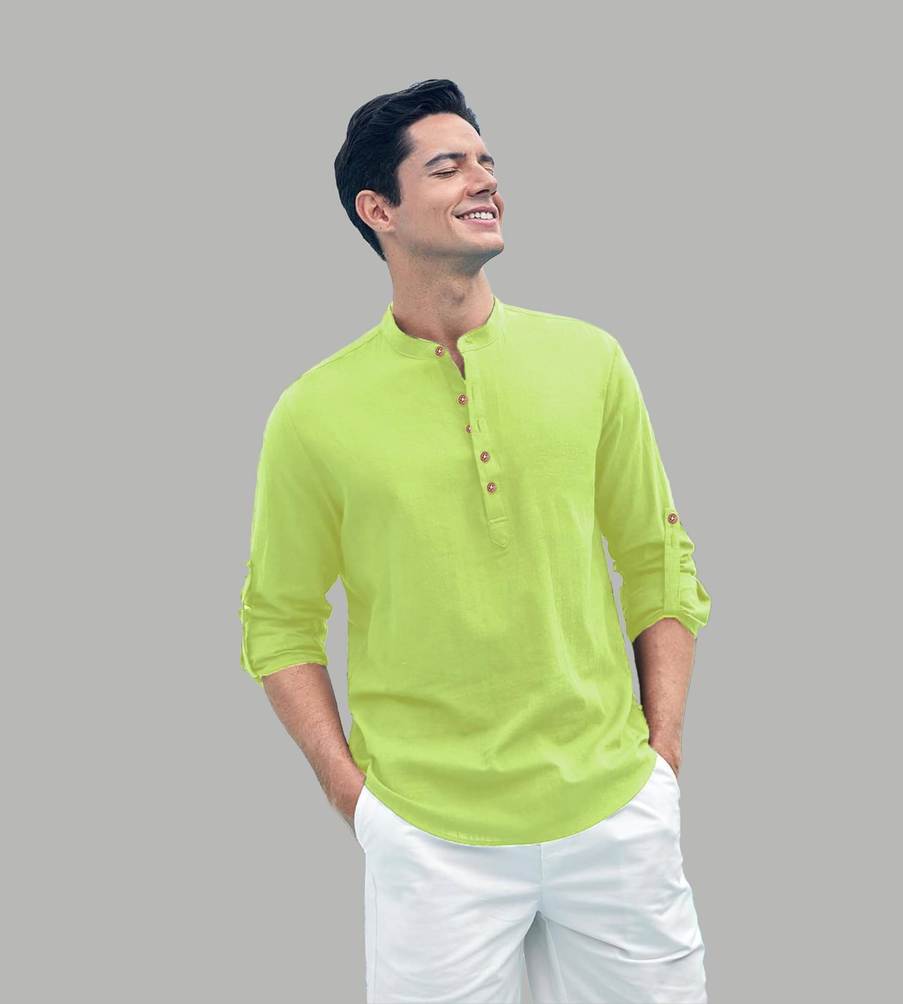 TrendiVastra Sea Green Cotton Blend Men's Shirt Style Kurta ( Pack of 1 ) TrendiVastra Sea Green Cotton Blend Men's Shirt Style Kurta ( Pack of 1 )