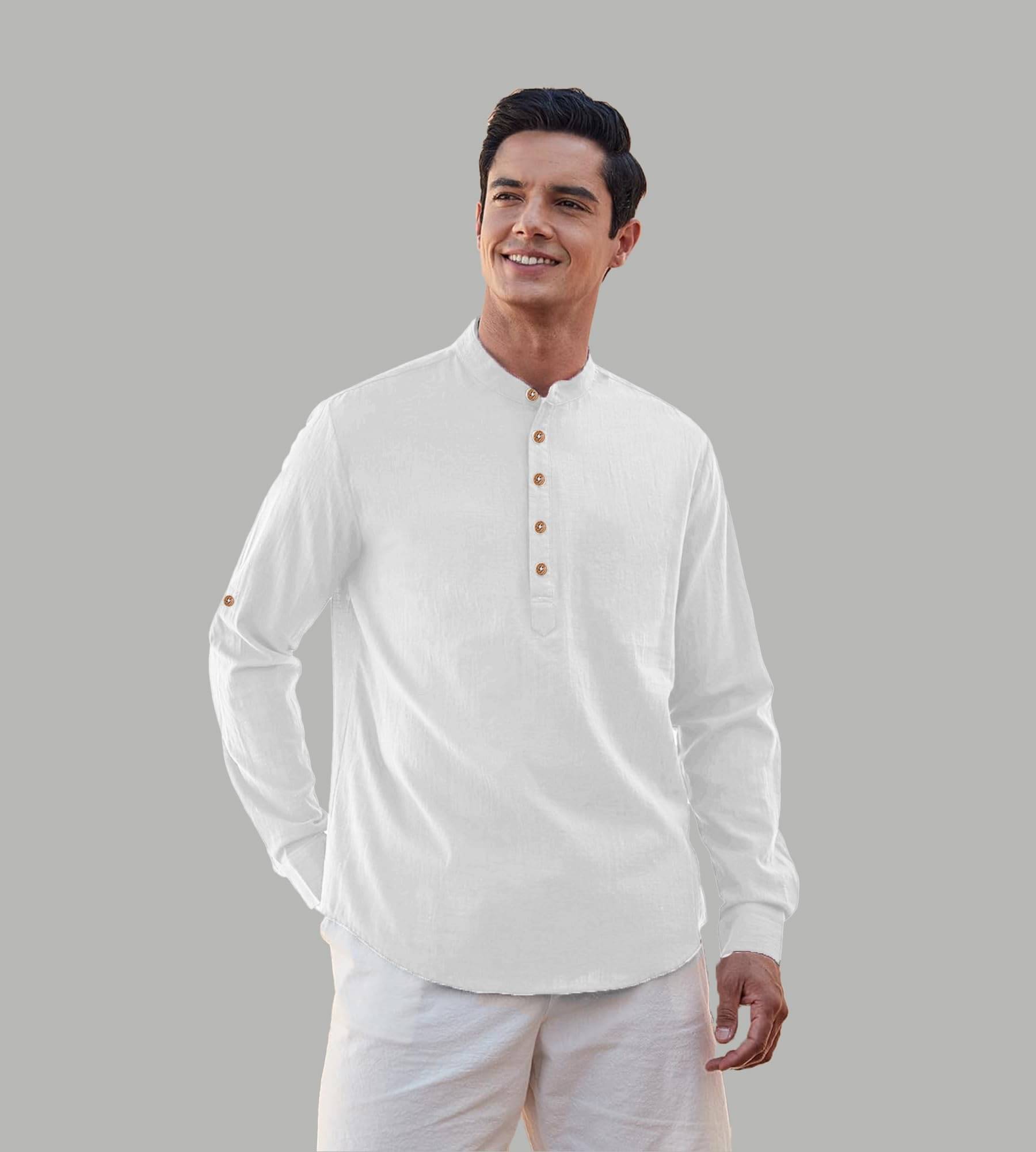 TrendiVastra WHite Cotton Blend Men's Shirt Style Kurta ( Pack of 1 )     			TrendiVastra WHite Cotton Blend Men's Shirt Style Kurta ( Pack of 1 )