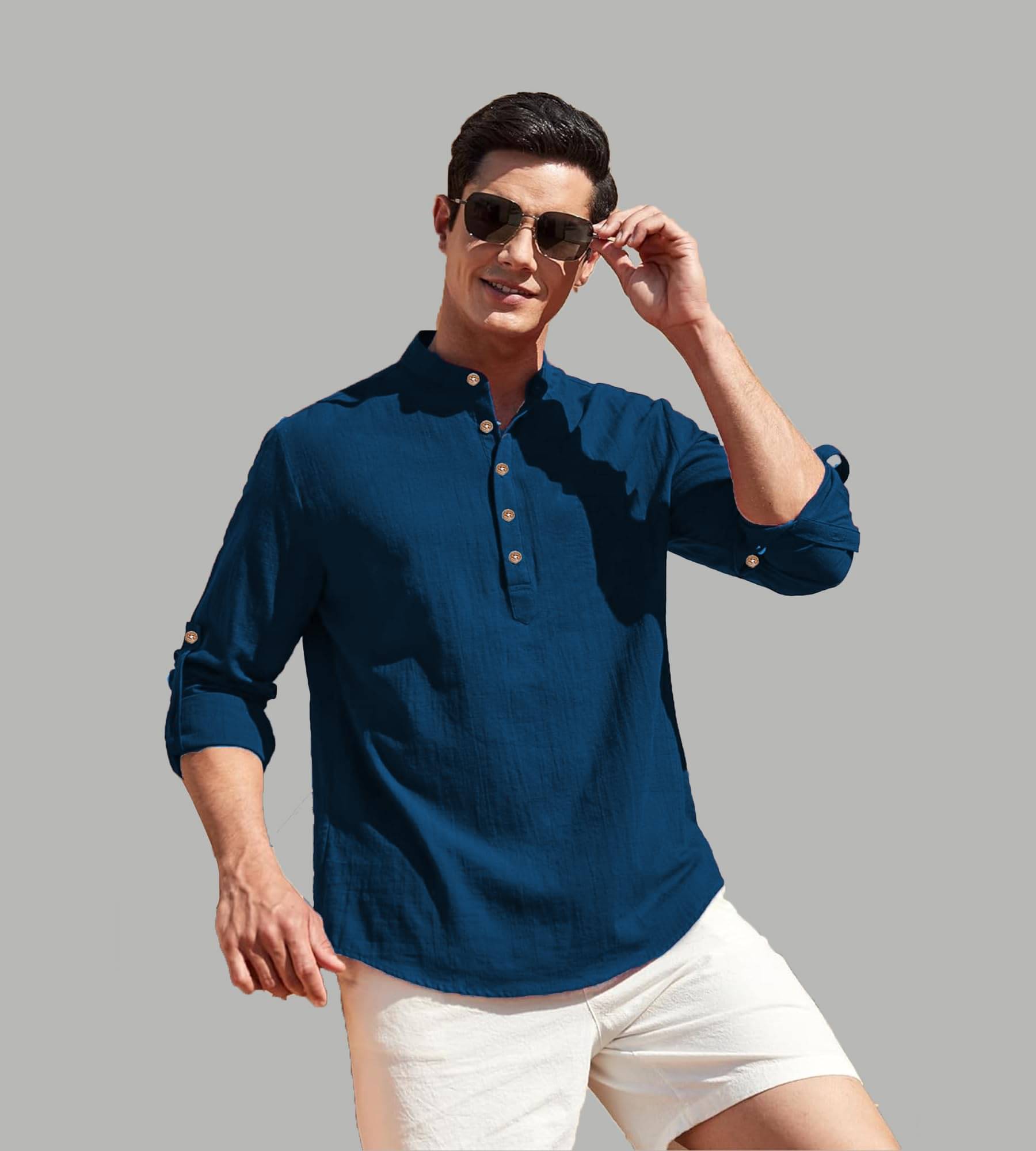     			UNI VIBE Indigo Cotton Blend Men's Regular Kurta ( Pack of 1 )