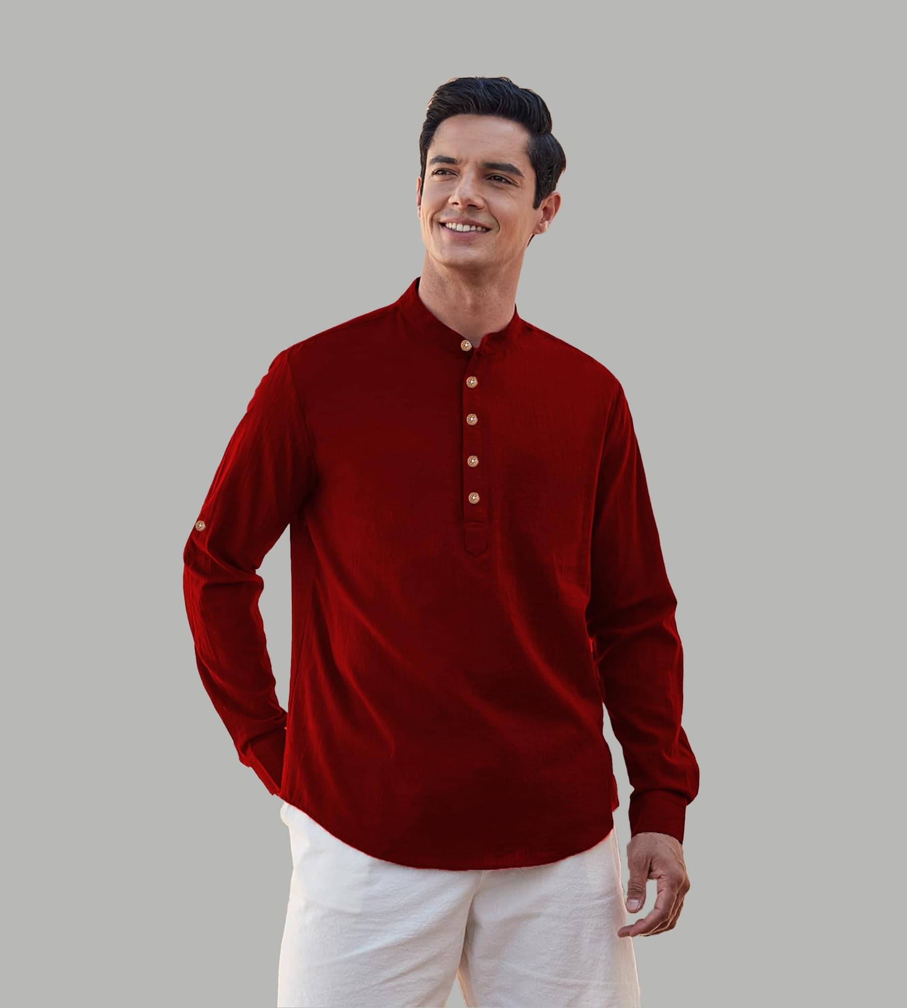 UNI VIBE Maroon Cotton Blend Men's Shirt Style Kurta ( Pack of 1 ) UNI VIBE Maroon Cotton Blend Men's Shirt Style Kurta ( Pack of 1 )