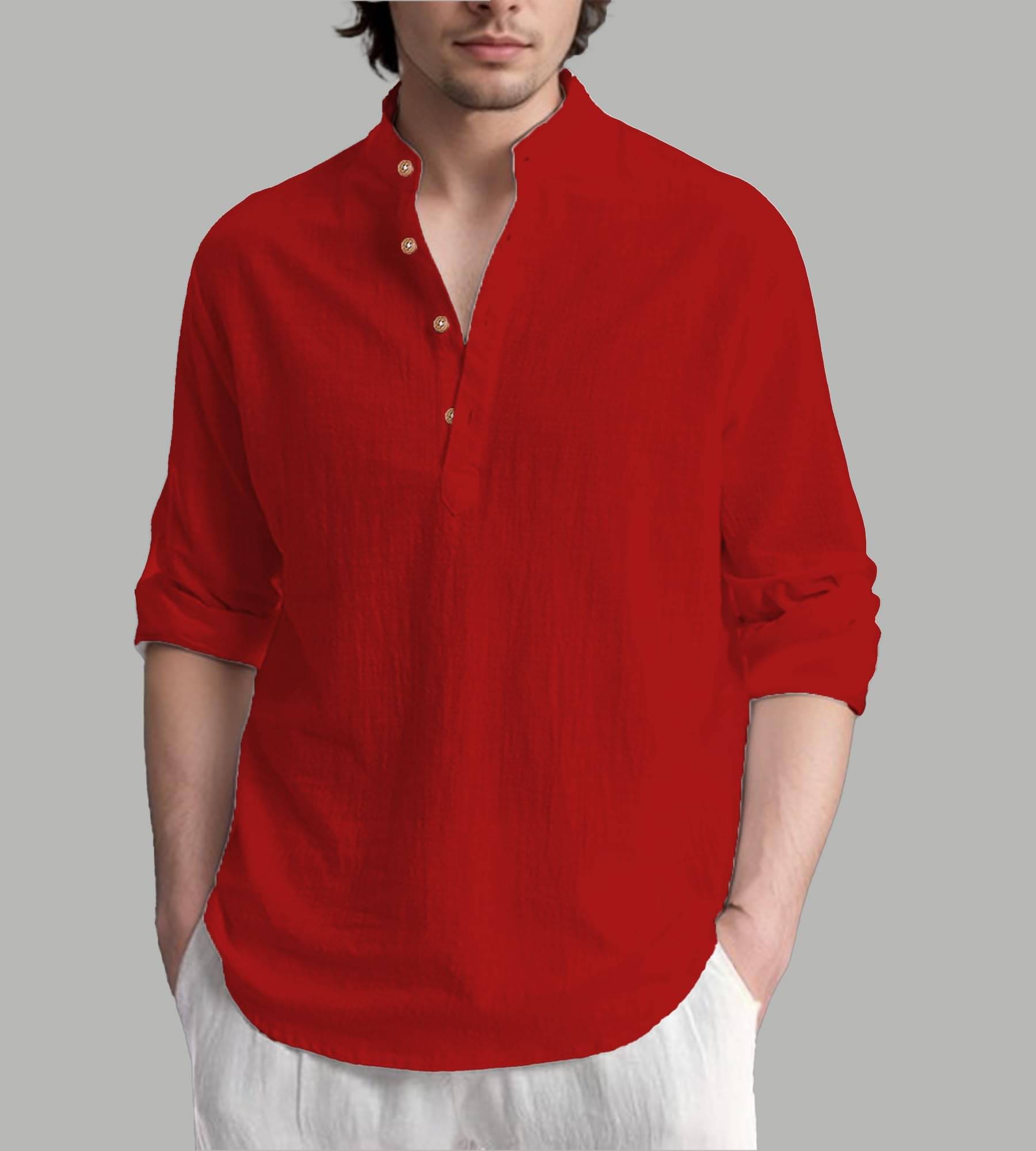     			UNI VIBE Red Cotton Blend Men's Regular Kurta ( Pack of 1 )