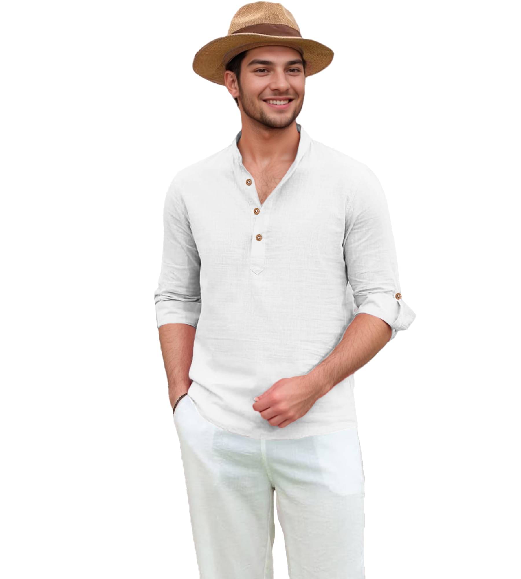     			UNI VIBE WHite Cotton Blend Men's Shirt Style Kurta ( Pack of 1 )