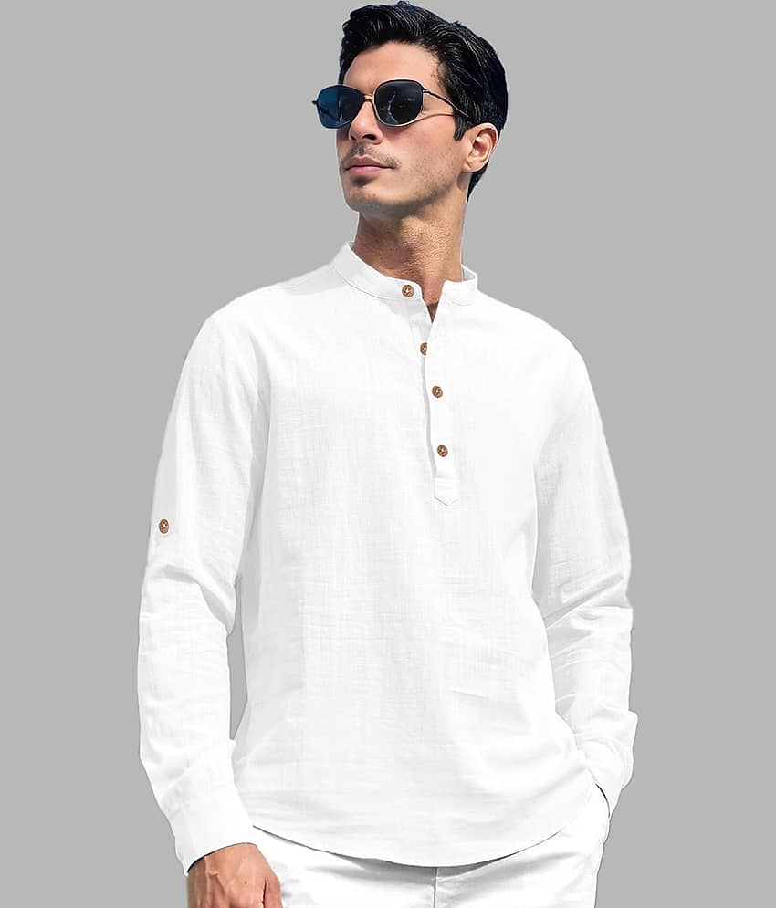UNI VIBE Cotton Blend Plain Shirt Style Kurta For Men ( Gold ) - Kurtas & Kurta Sets | Buy online on ZillyBuy
