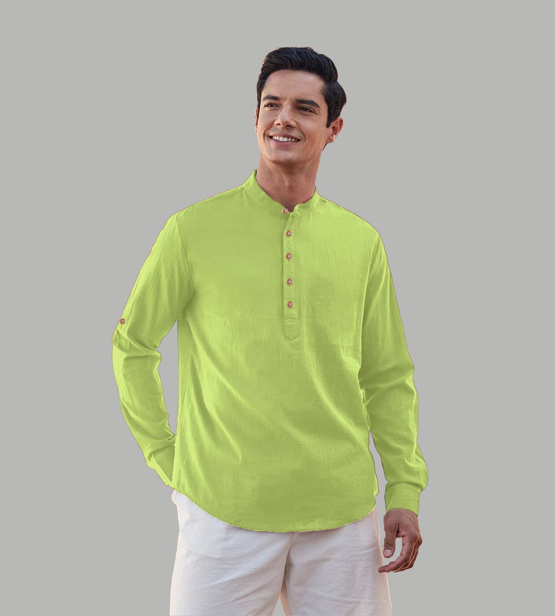 Vida Loca Sea Green Cotton Blend Men's Shirt Style Kurta ( Pack of 1 ) Vida Loca Sea Green Cotton Blend Men's Shirt Style Kurta ( Pack of 1 )