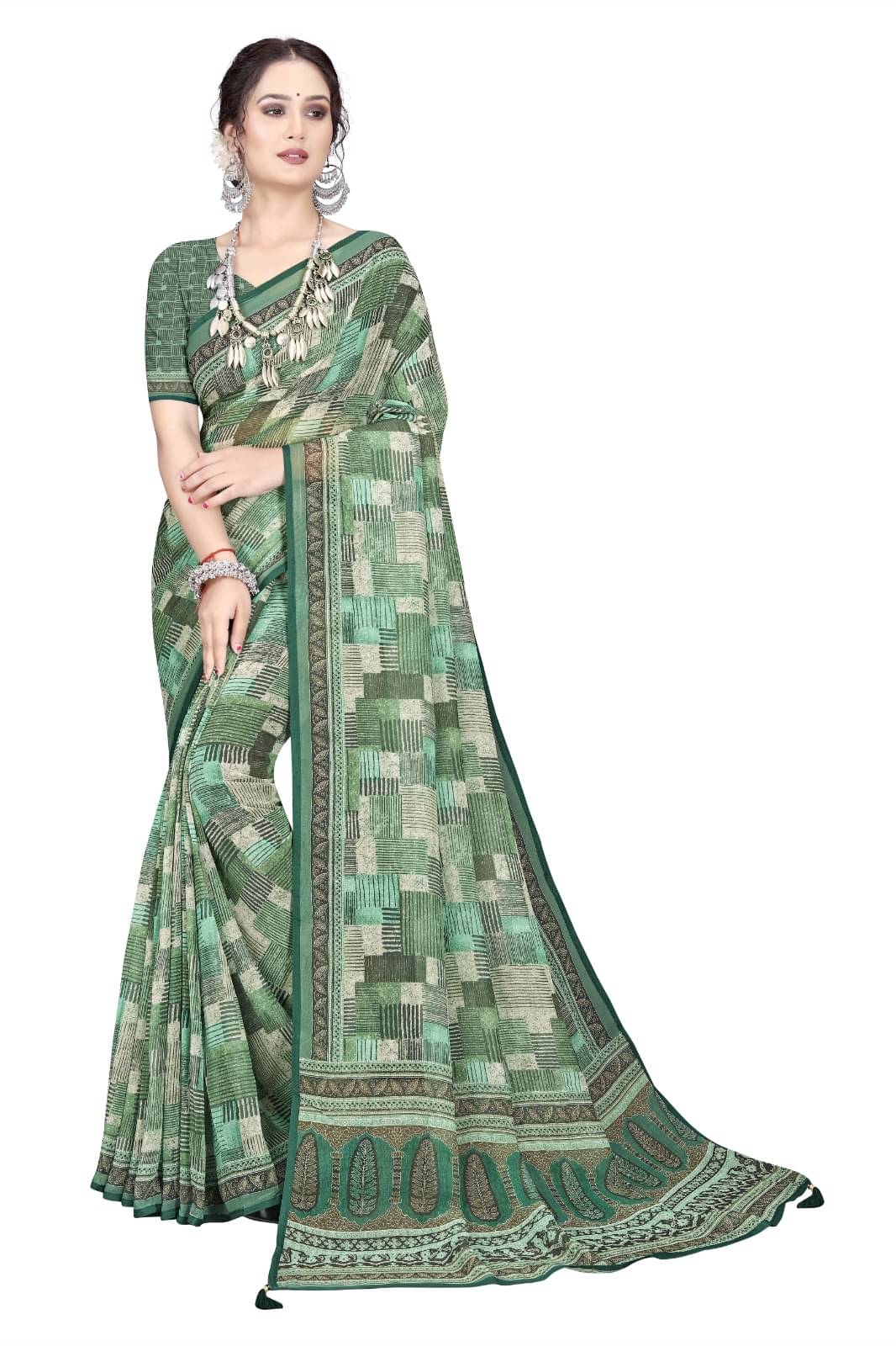 mahalaxmi fab Georgette Printed Saree With Unstitched Blouse Piece ( Light Green ) mahalaxmi fab Georgette Printed Saree With Unstitched Blouse Piece ( Light Green )