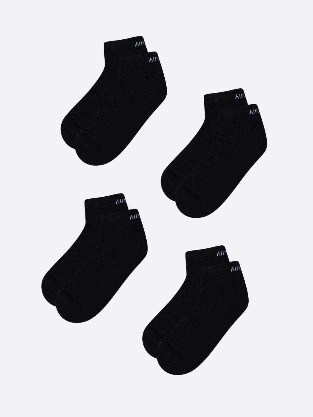 AIR GARB Pack of 4 Men's Cotton Low Ankle Socks ( Black )     			AIR GARB Pack of 4 Men's Cotton Low Ankle Socks ( Black )