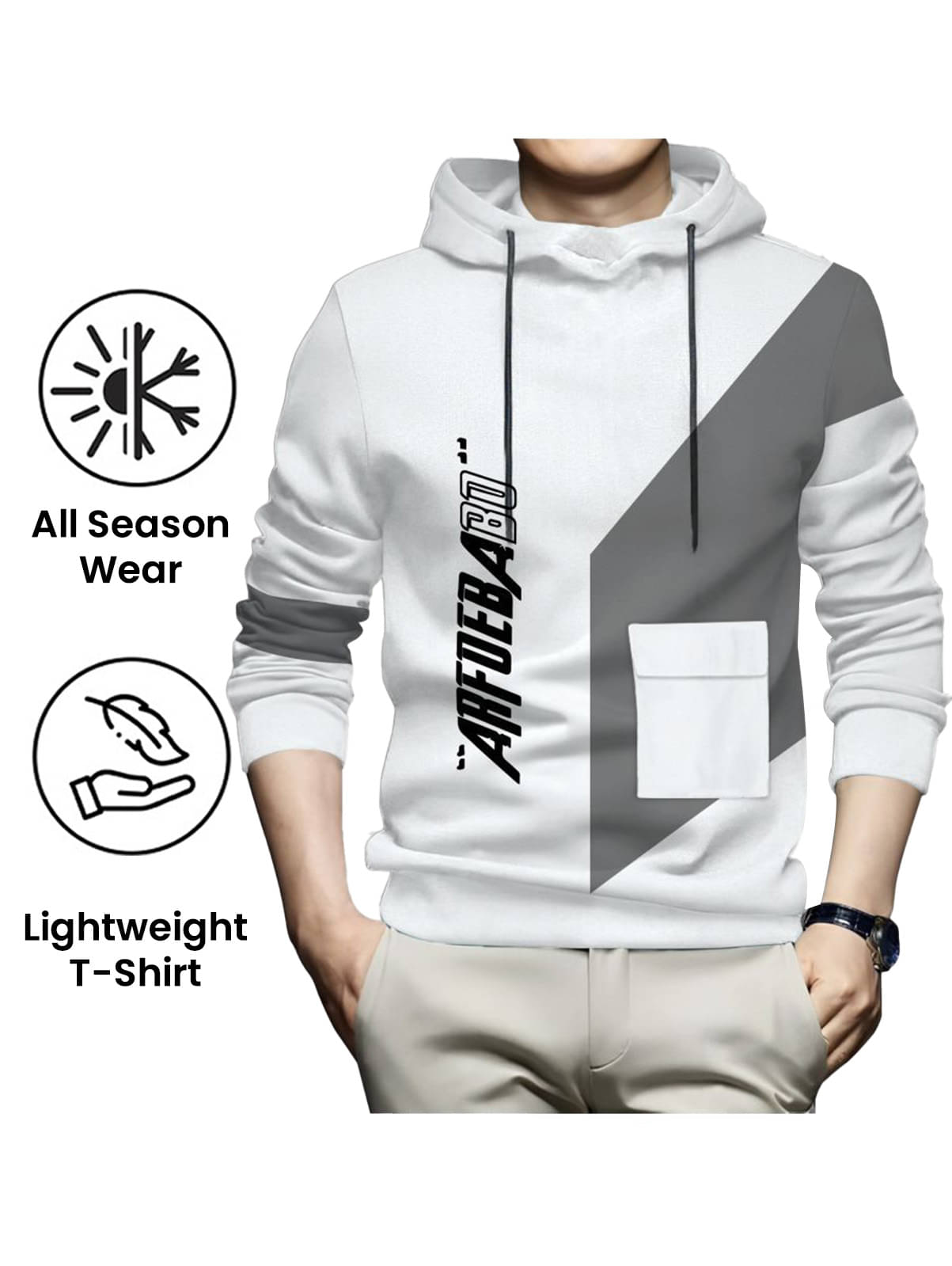 AUSK Hooded T-Shirt for Men - Cotton Blend ( White, Pack of 1) AUSK Hooded T-Shirt for Men - Cotton Blend ( White, Pack of 1)