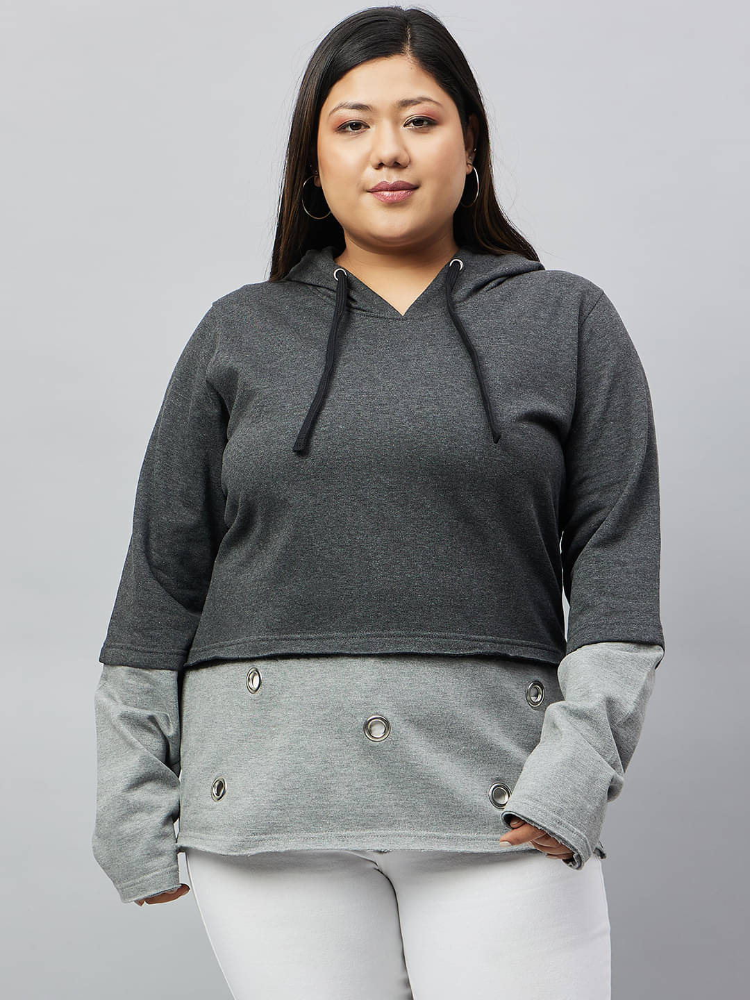     			Club York Cotton Blend Women's Hooded Sweatshirt ( Grey )