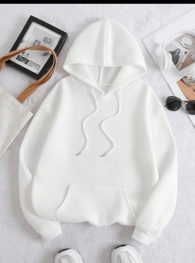 HARPITA Women Fleece Hooded Sweatshirt For ( White )