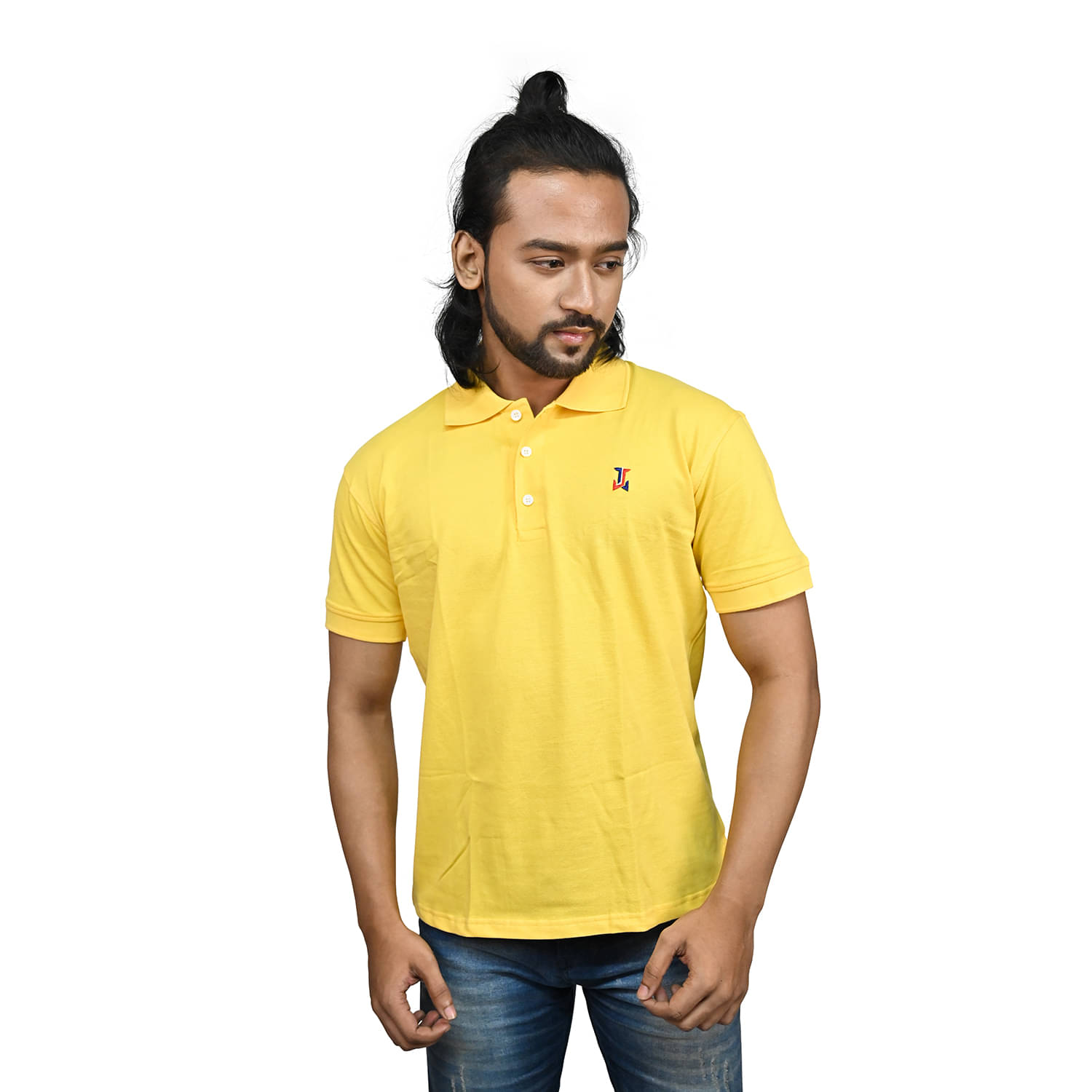     			JACOB LOUIS Pack of 1 Cotton Blend Regular Fit Solid Half Sleeves Men's Polo T Shirt ( Yellow )