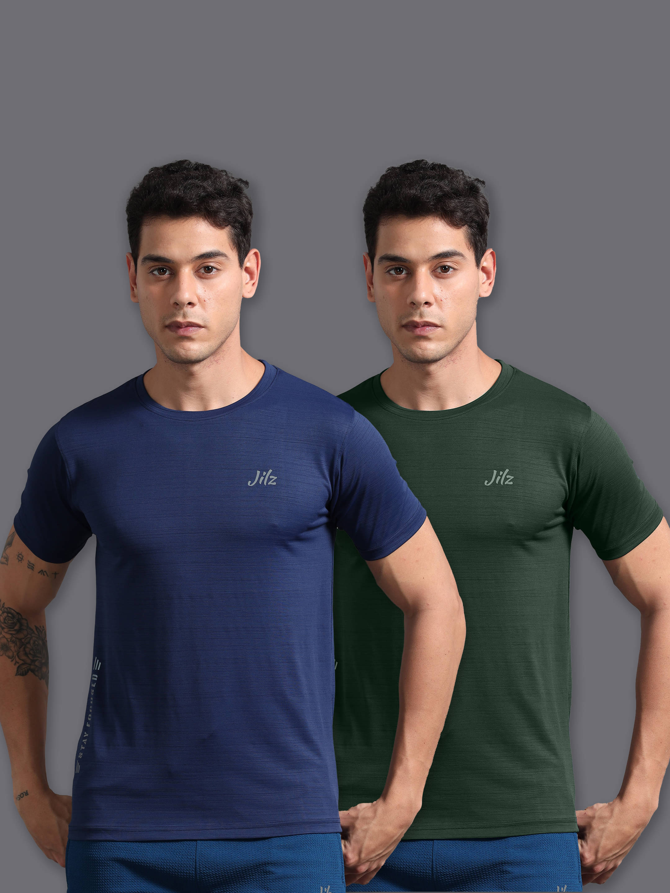     			JILZ Pack of 2 Polyester Regular Fit Men's T-Shirt ( Multicolor )