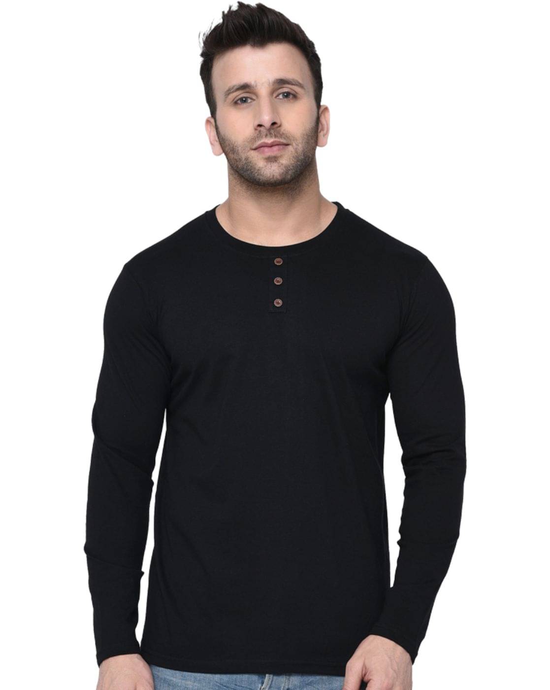LONDON HILLS Pack of 1 Cotton Blend Regular Fit Men's T-Shirt ( Black )     			LONDON HILLS Pack of 1 Cotton Blend Regular Fit Men's T-Shirt ( Black )