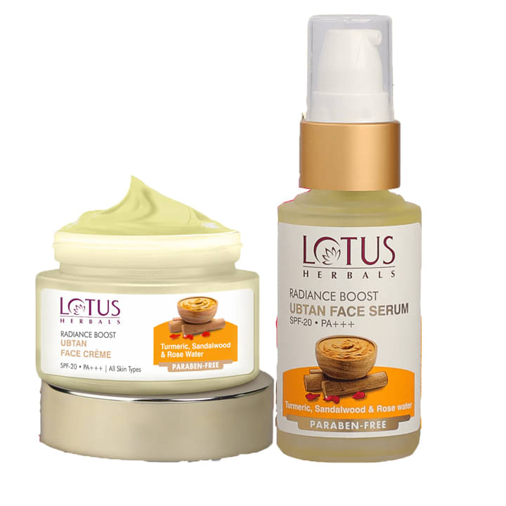 Lotus Herbals Radiance Boost Ubtan Face Cream 50g , Boost Ubtan Face Serum 30ml (Pack of 2)     			Lotus Herbals Radiance Boost Ubtan Face Cream 50g , Boost Ubtan Face Serum 30ml (Pack of 2)