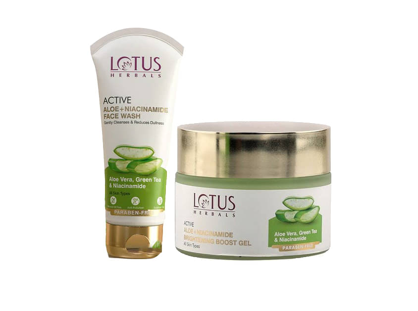     			Lotus Herbals Active Aloe , Niacinamide Brightening Boost Gel 50g , Facewash 100G (Pack of 2)