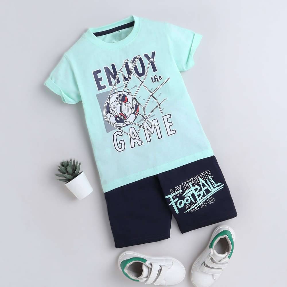     			MUSNAH GARMENTS Pack of 1 Baby Boys Cotton T-Shirt & Shorts Set ( Sea Green )