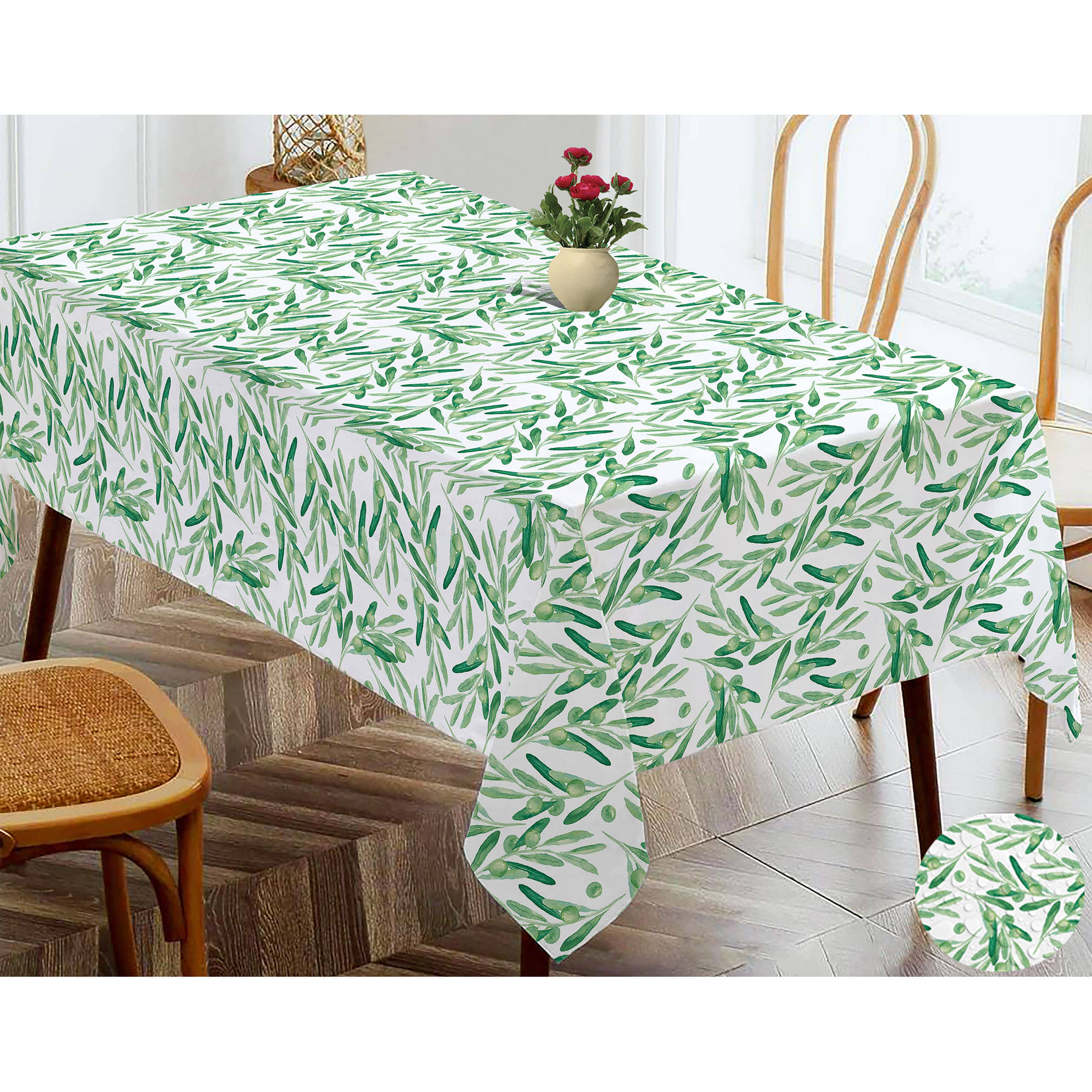 Oasis Hometex Printed Cotton 4 Seater Rectangle Table Cover ( 152 x 137 ) cm Pack of 1 Green Oasis Hometex Printed Cotton 4 Seater Rectangle Table Cover ( 152 x 137 ) cm Pack of 1 Green