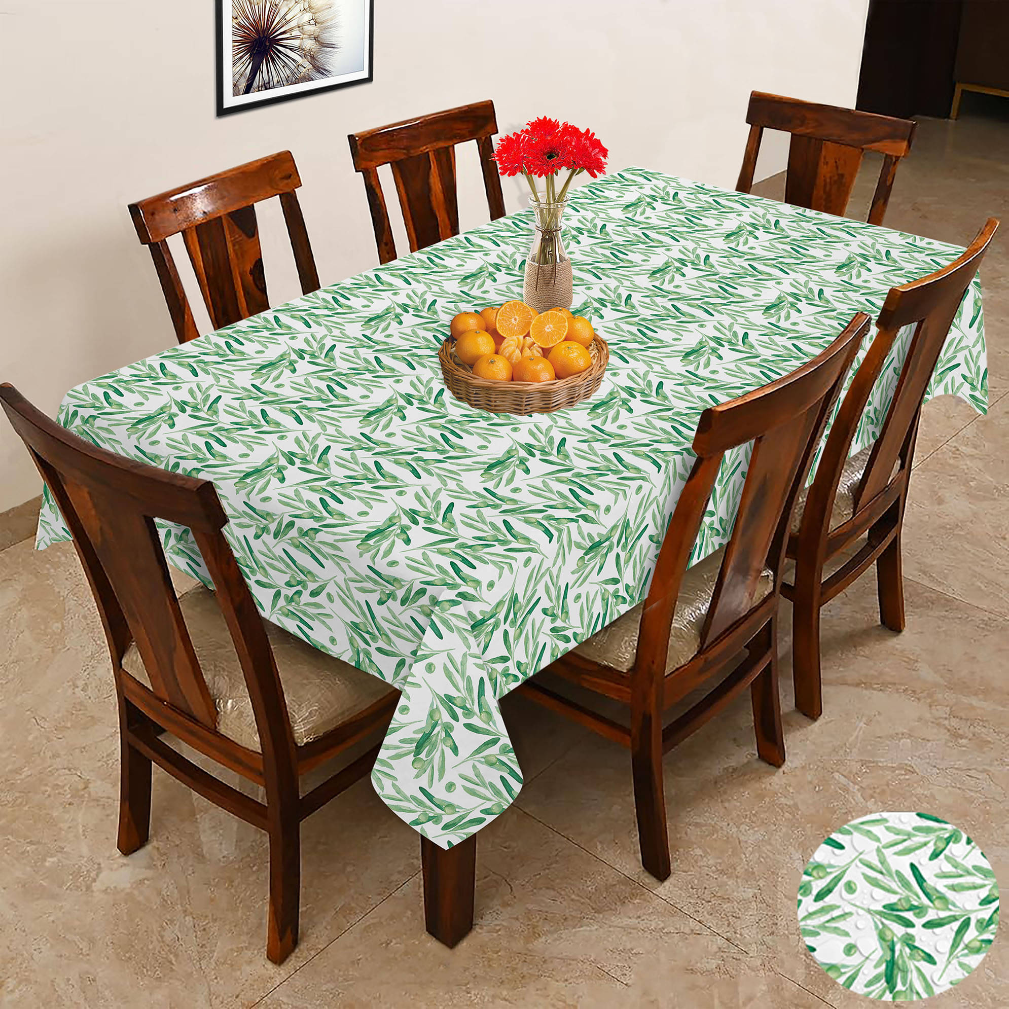 Oasis Hometex Printed Cotton 6 Seater Rectangle Table Cover ( 172 x 152 ) cm Pack of 1 Green Oasis Hometex Printed Cotton 6 Seater Rectangle Table Cover ( 172 x 152 ) cm Pack of 1 Green