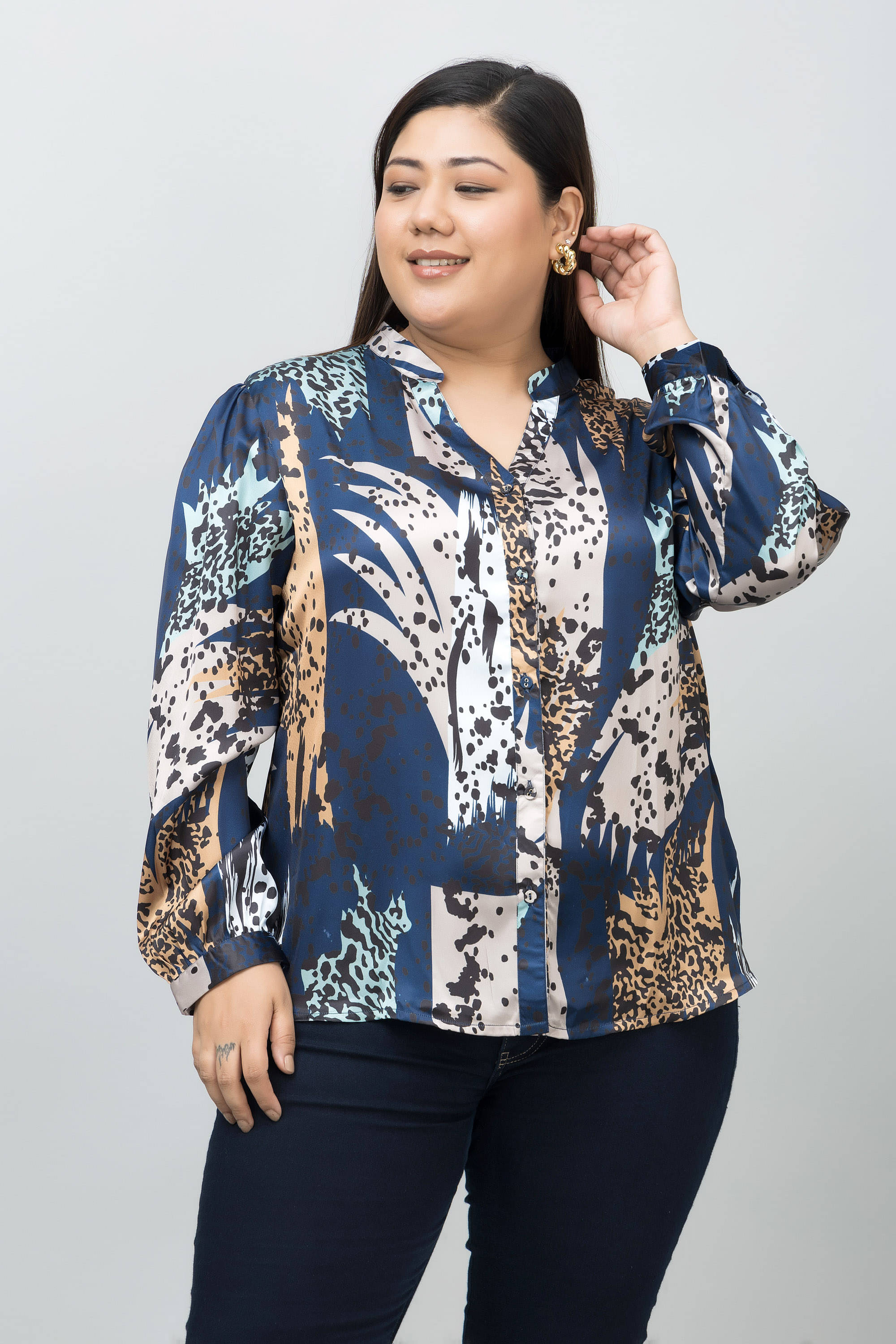 Purys Women's Polyester Regular Top ( Navy Blue ) Purys Women's Polyester Regular Top ( Navy Blue )