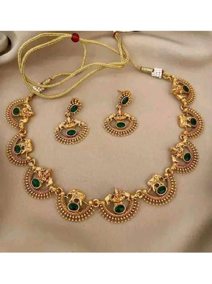 RIENTA JWL Green Alloy Necklace Set ( Pack of 1 )