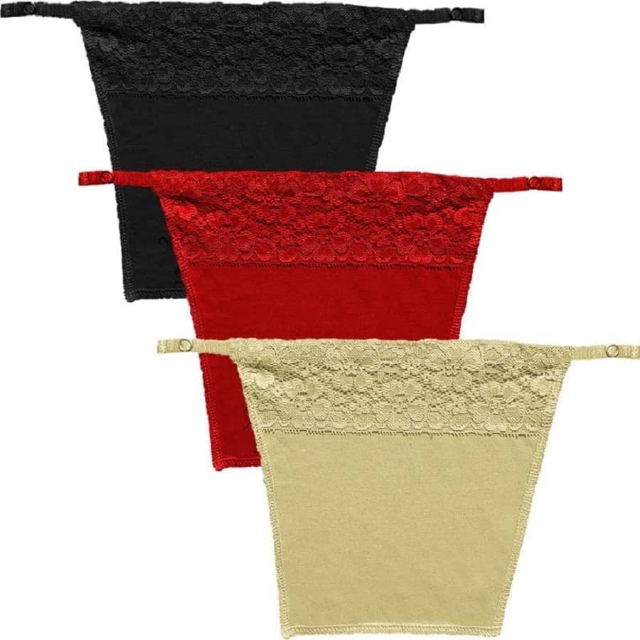 ROKONIC® Cotton Clip On Camisole for Women Mock Lace | Cleavage Cover for Women | Deep Neck Cover Up Inners Cami Secret | Slip for Women Inner | Free Size | Set of 3