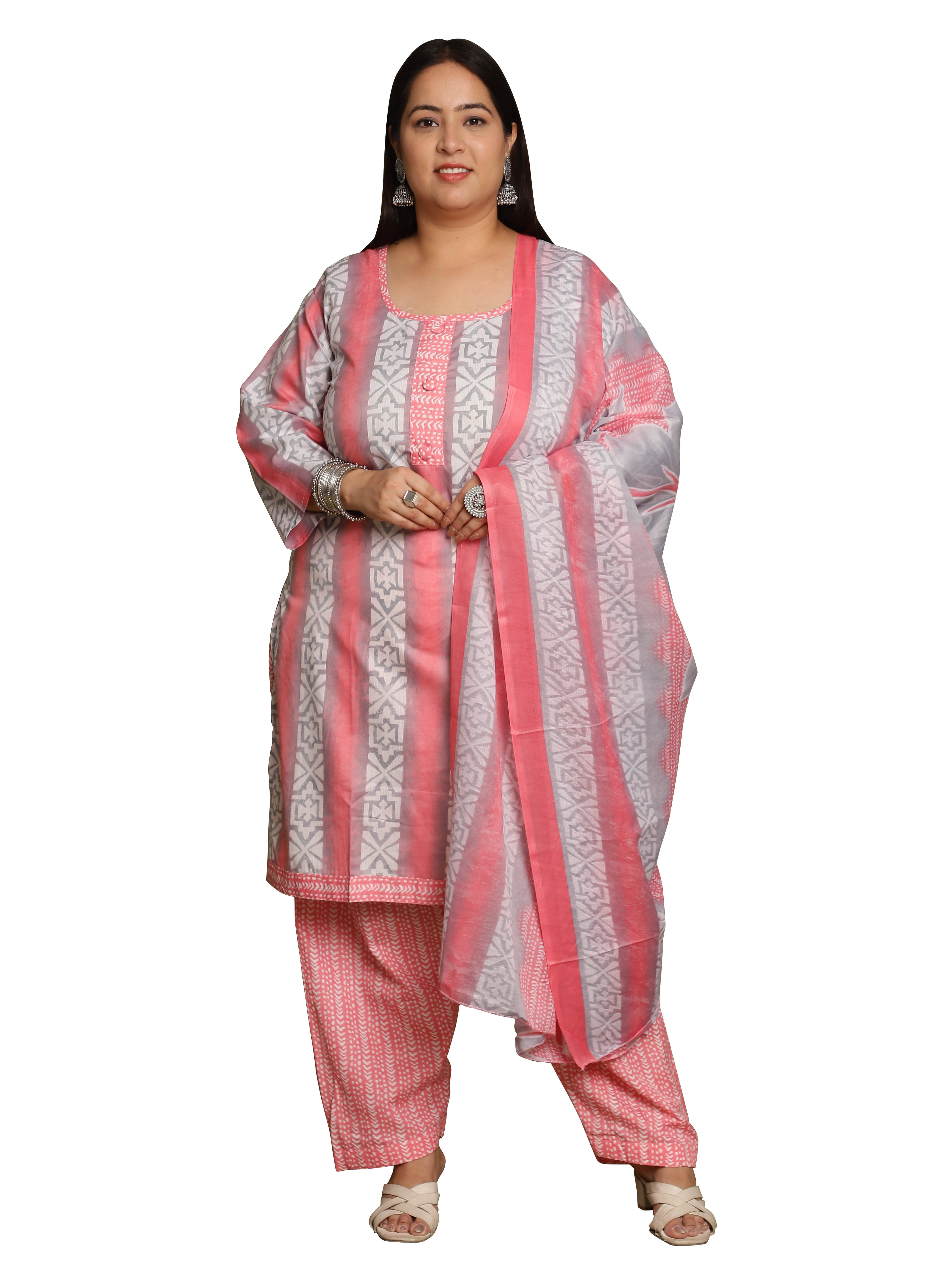 Rajnandini Cotton Blend Printed Kurti With Pants Women's Stitched Salwar Suit - Multicolor ( Pack of 1 ) Rajnandini Cotton Blend Printed Kurti With Pants Women's Stitched Salwar Suit - Multicolor ( Pack of 1 )