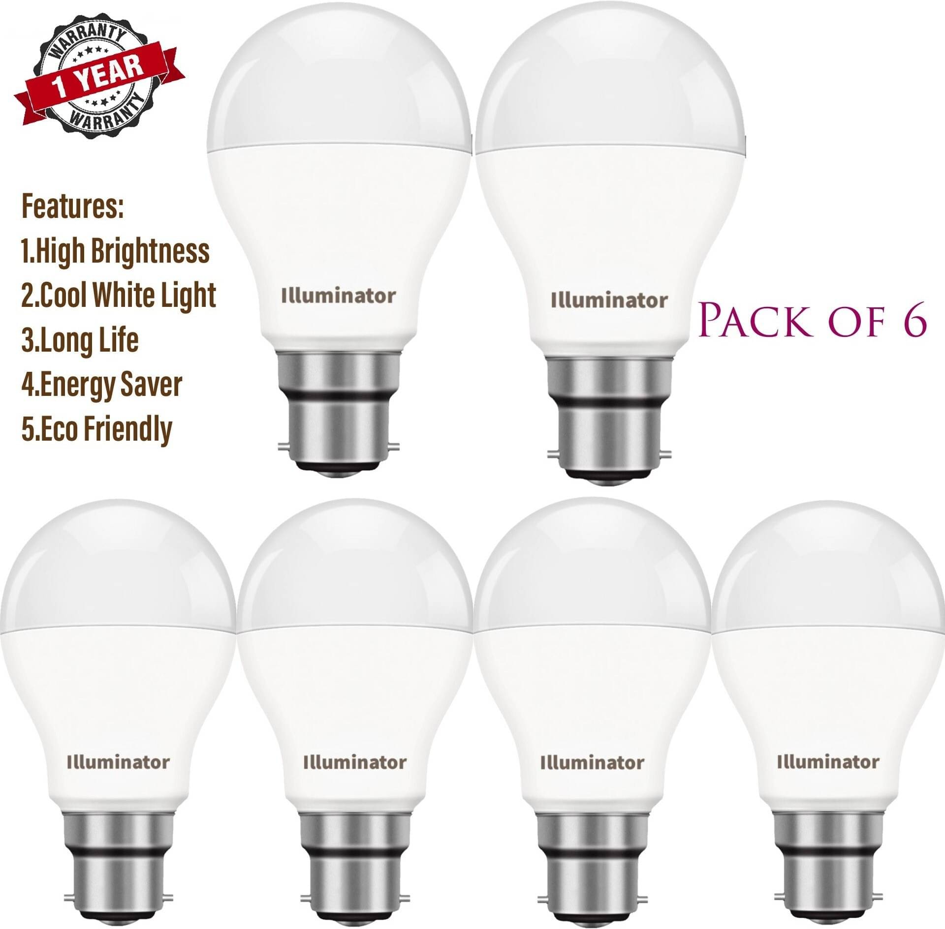     			SPARKWORLD 9W Cool Day Light LED Bulb ( Pack of 6 )