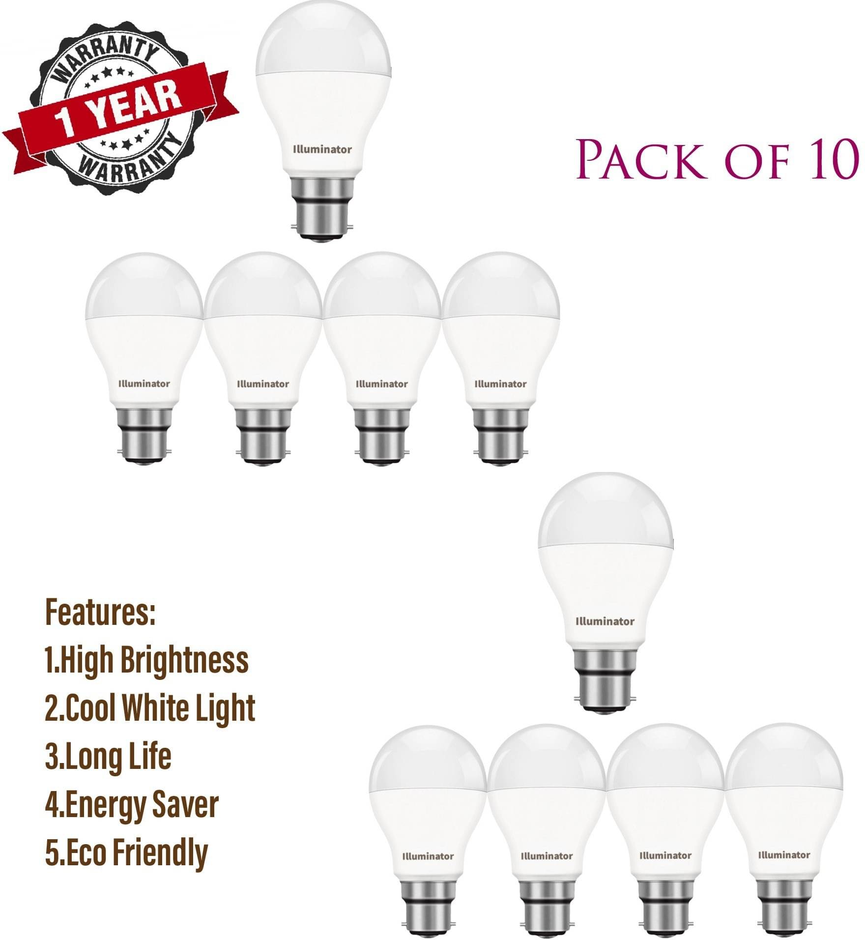     			SPARKWORLD 9W Cool Day Light LED Bulb ( pack of 10 )