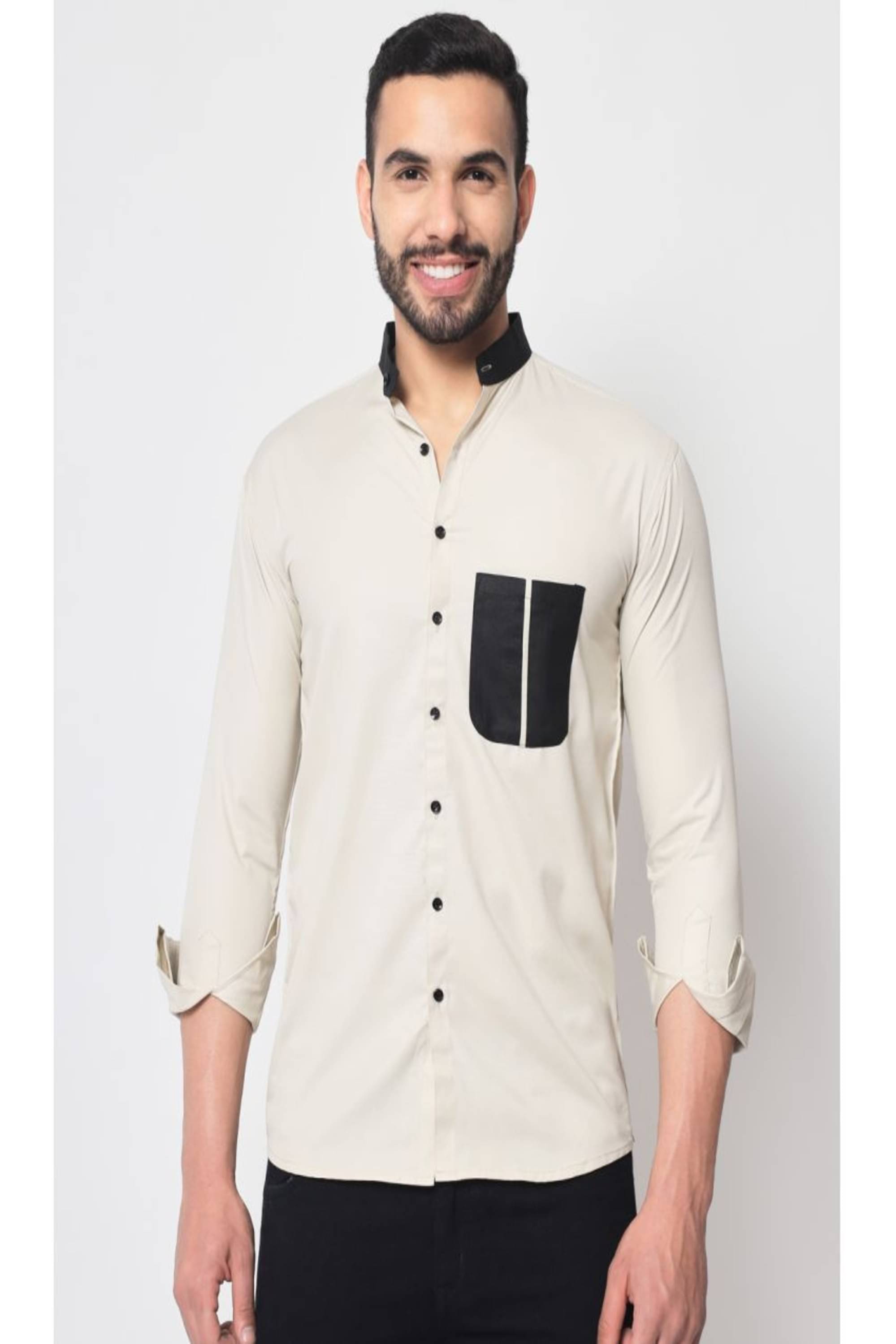     			VERTUSY Cotton Blend Regular Fit Solids Full Sleeves Men's Casual Shirt - Cream ( Pack of 1 )