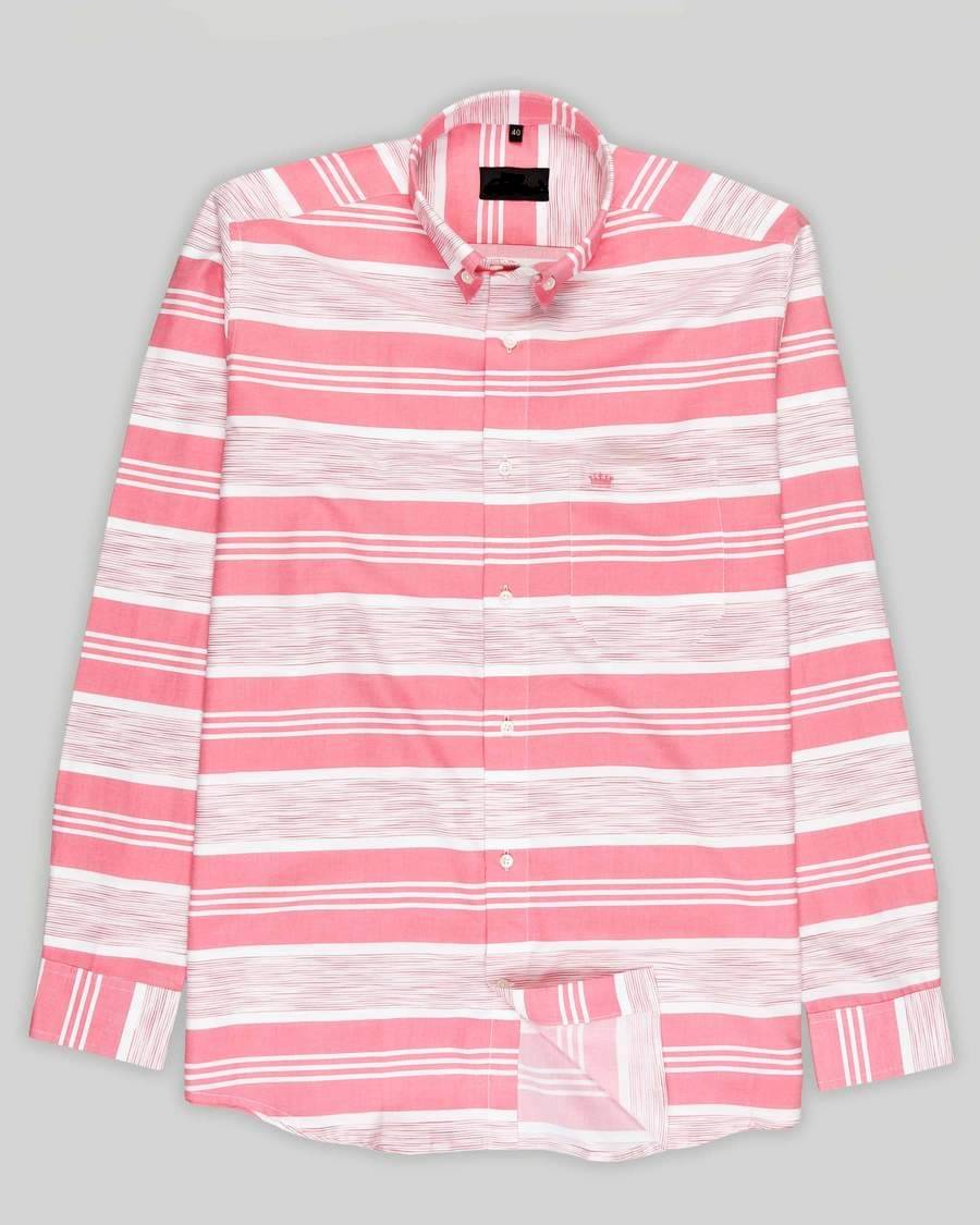 VERTUSY Cotton Blend Regular Fit Striped Full Sleeves Men's Casual Shirt - Pink ( Pack of 1 ) VERTUSY Cotton Blend Regular Fit Striped Full Sleeves Men's Casual Shirt - Pink ( Pack of 1 )