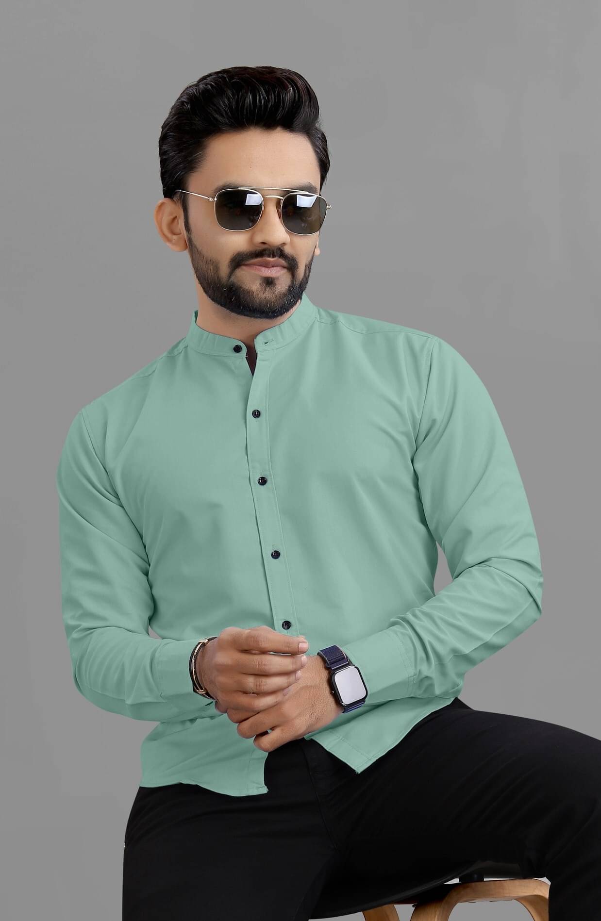     			VTEXX Cotton Blend Regular Fit Solids Full Sleeves Men's Casual Shirt - Sea Green ( Pack of 1 )