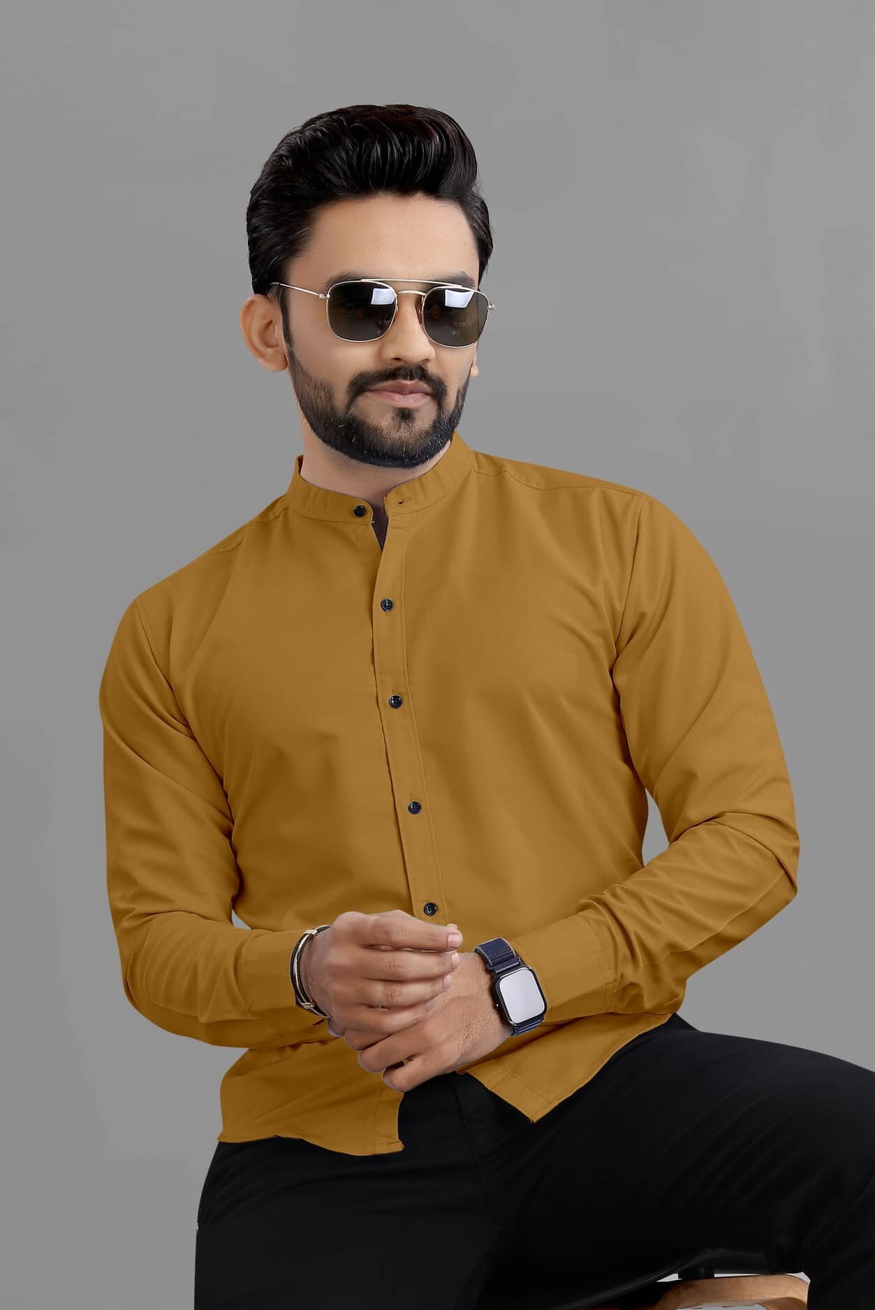 VTEXX Cotton Blend Regular Fit Solids Full Sleeves Men's Casual Shirt - Navy ( Pack of 1 )