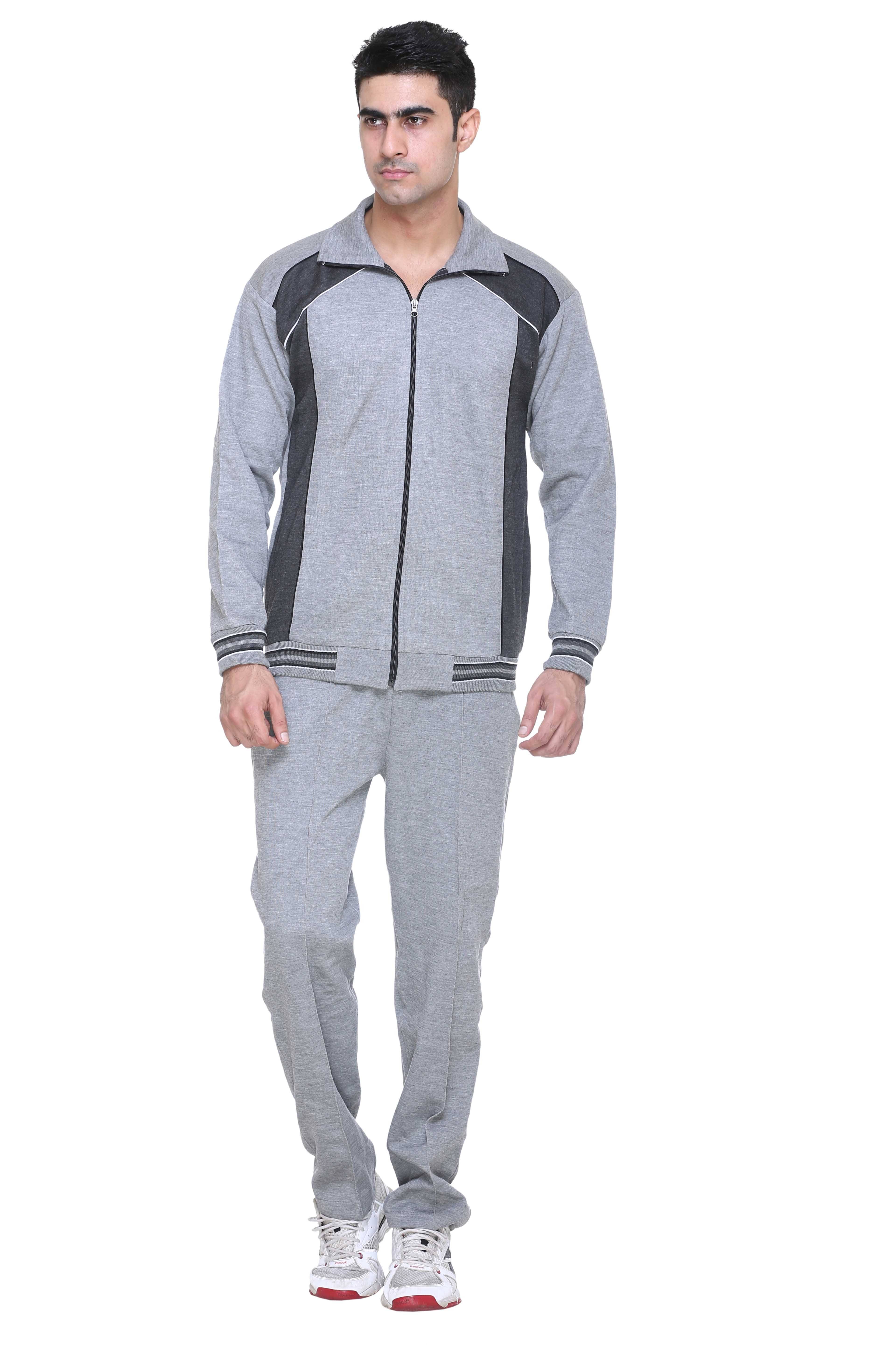     			Warm Up Grey Melange Polyester Regular Fit Men's Tracksuit ( Pack of 1 )