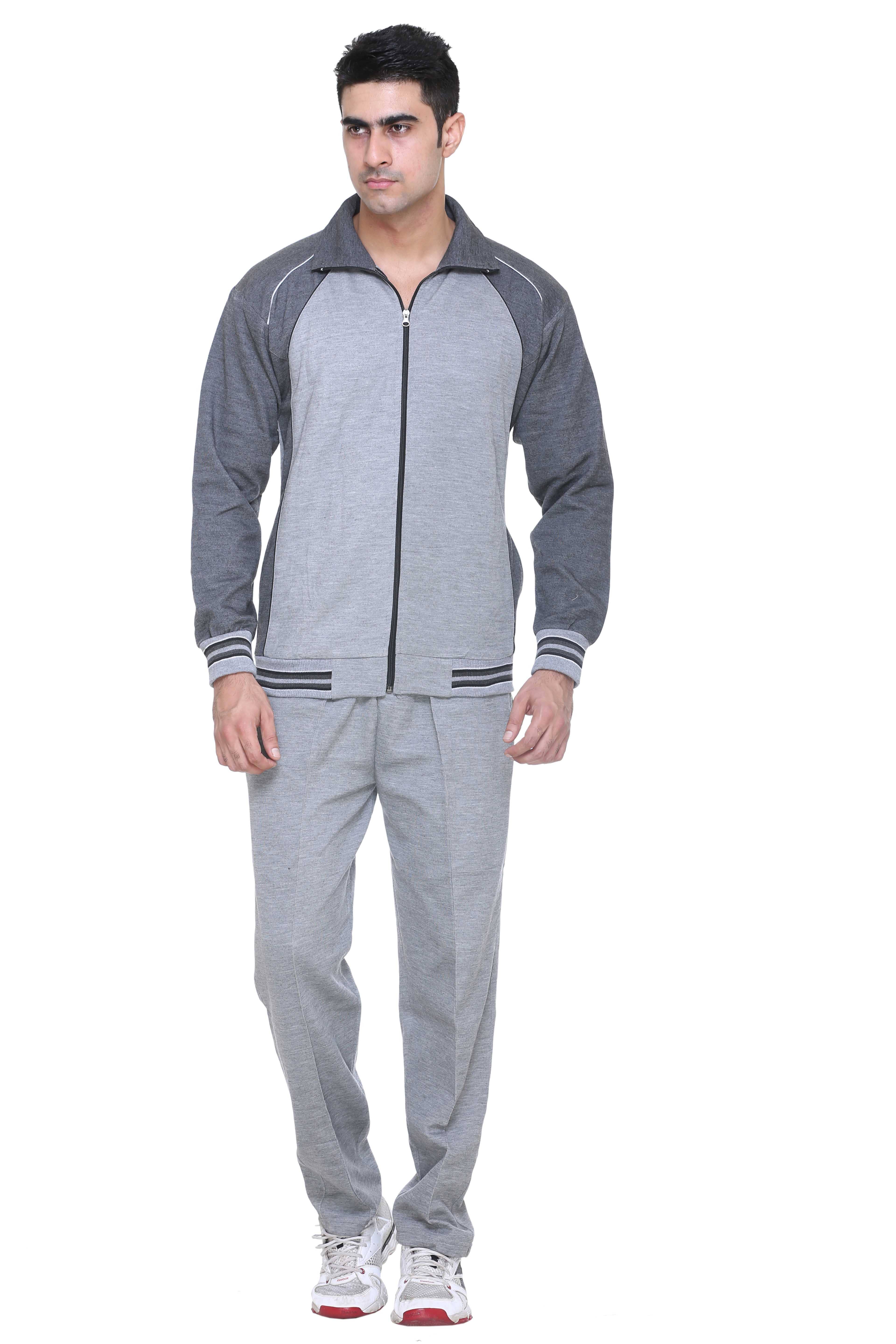 Warm Up Grey Melange Polyester Regular Fit Men's Tracksuit ( Pack of 1 )