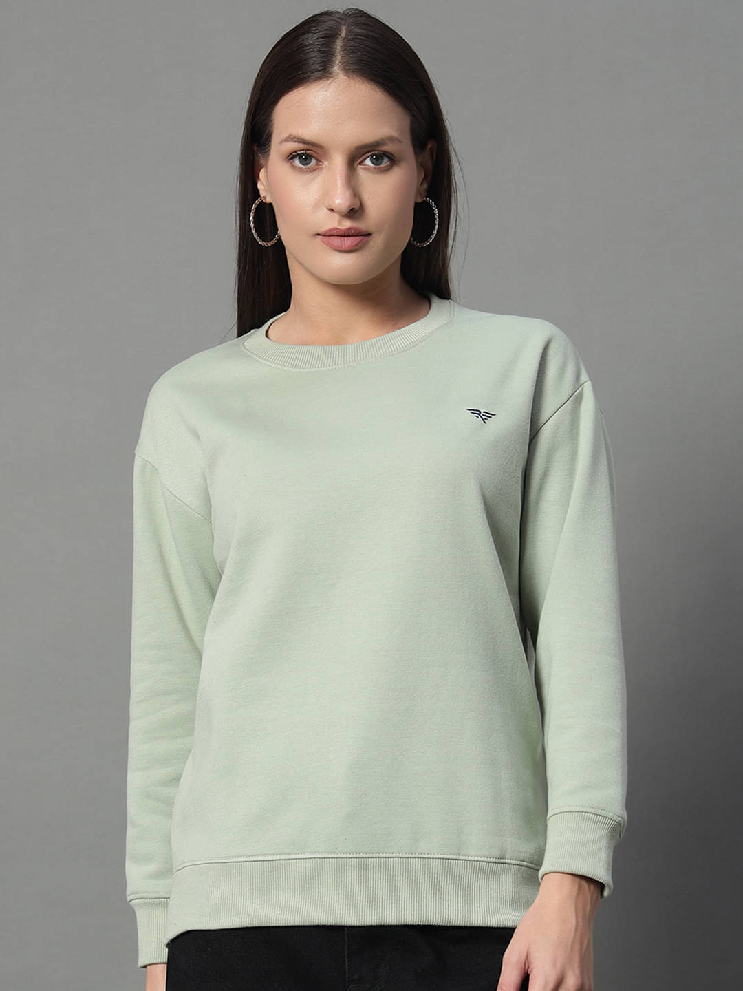     			XYRIS Women Cotton Blend Round Neck Sweatshirt ( Green )