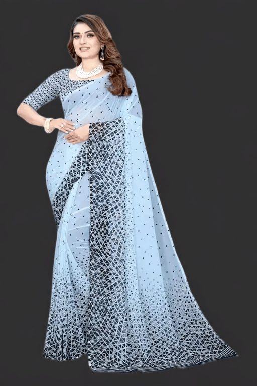 mahalaxmi fab Bangalore Silk Applique Saree With Unstitched Blouse Piece ( LightBLue ) mahalaxmi fab Bangalore Silk Applique Saree With Unstitched Blouse Piece ( LightBLue )