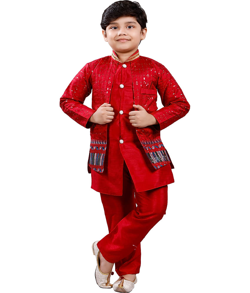 s muktar garments Boys Cotton Blend Sequined - Pattern Kurta Pant Set ( Navy Blue , Pack of 1 ) - Kurtas & Kurta Sets | Buy online on ZillyBuy