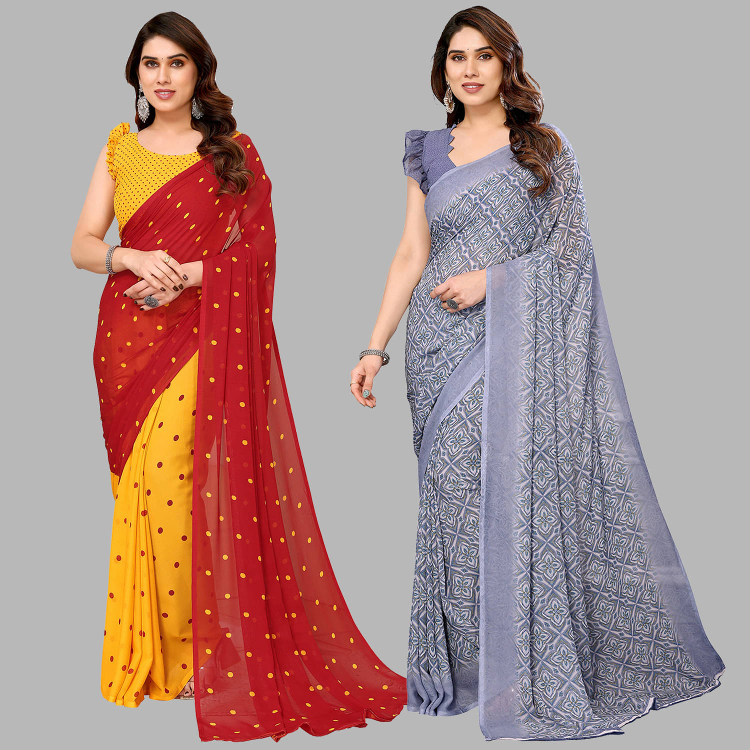 ANAND SAREES Georgette Printed Saree With Unstitched Blouse Piece ( Multicolor ) ANAND SAREES Georgette Printed Saree With Unstitched Blouse Piece ( Multicolor )