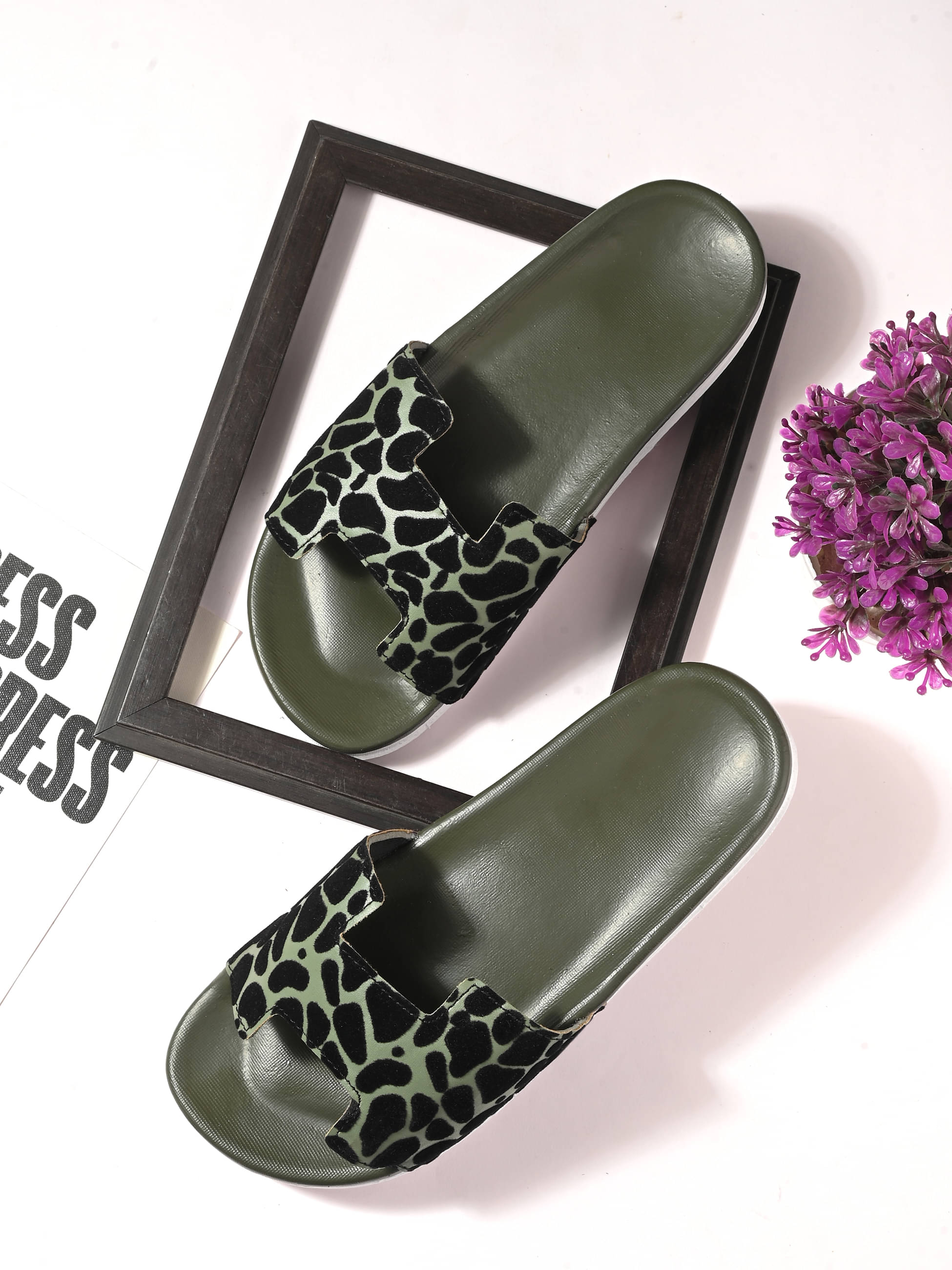     			Aadi Olive Women's Slide Flip Flop