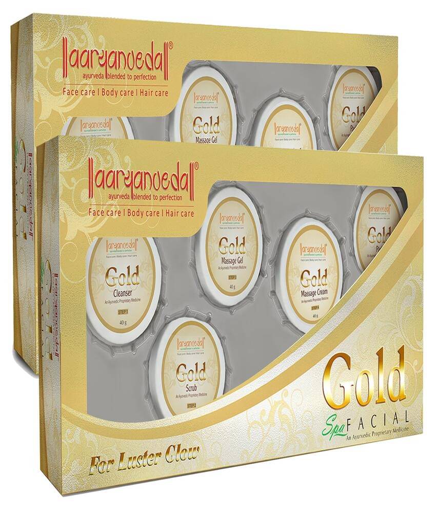 Aaryanveda Gold Facial Kit ,Helps in Skin Brightening & Anti-Aging Solution for Glowing Skin 210g (Pack of 2 Aaryanveda Gold Facial Kit ,Helps in Skin Brightening & Anti-Aging Solution for Glowing Skin 210g (Pack of 2