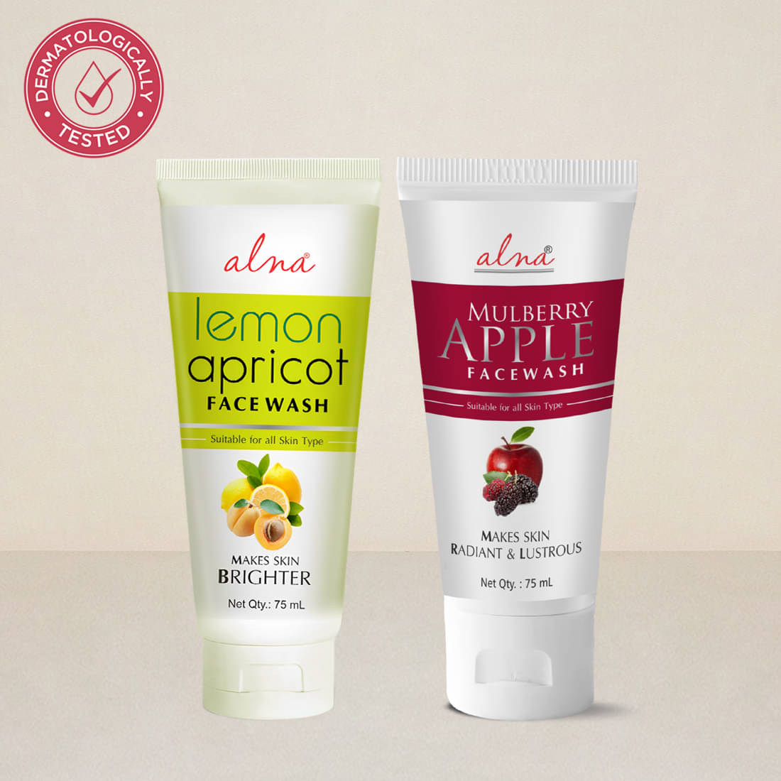     			Alna Lemon Apricot Face Wash with Mulberry Apple Face Wash 75ml Each , Pack of 2