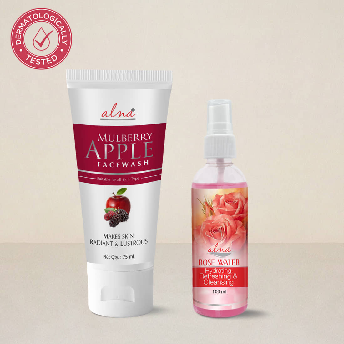 ALNA Mulberry Apple Face Wash 75ml with Rose Water 100ml , Pack of 2