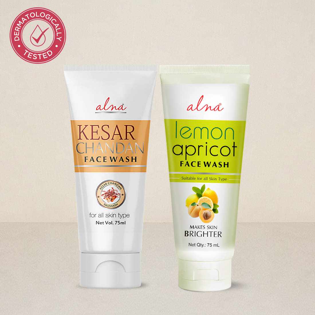     			Alna Kesar Chandan Face Wash with Lemon Apricot Face Wash 75ml Each For All Skin Type , Pack of 2